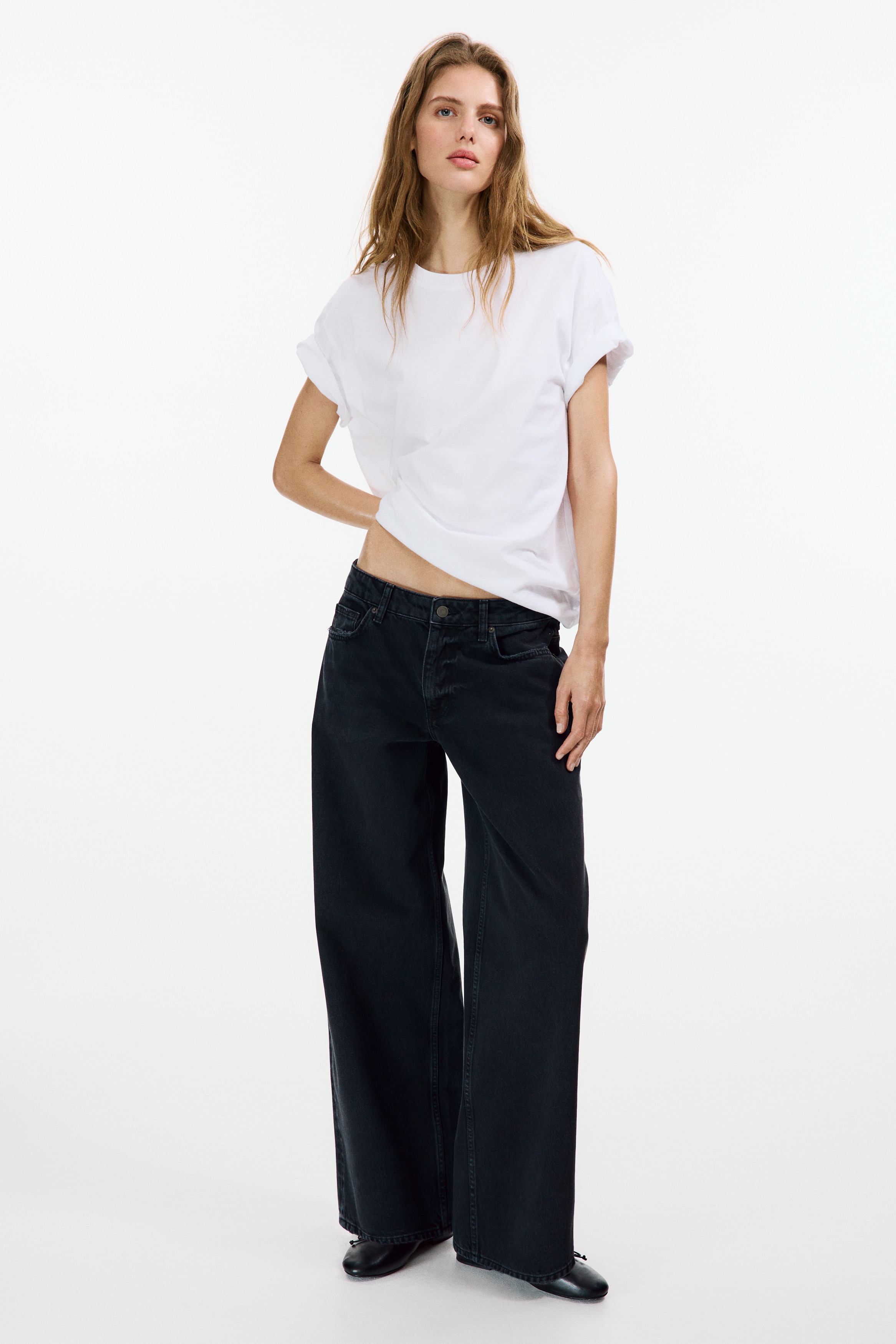 Baggy Low Waist Jeans - Denim black