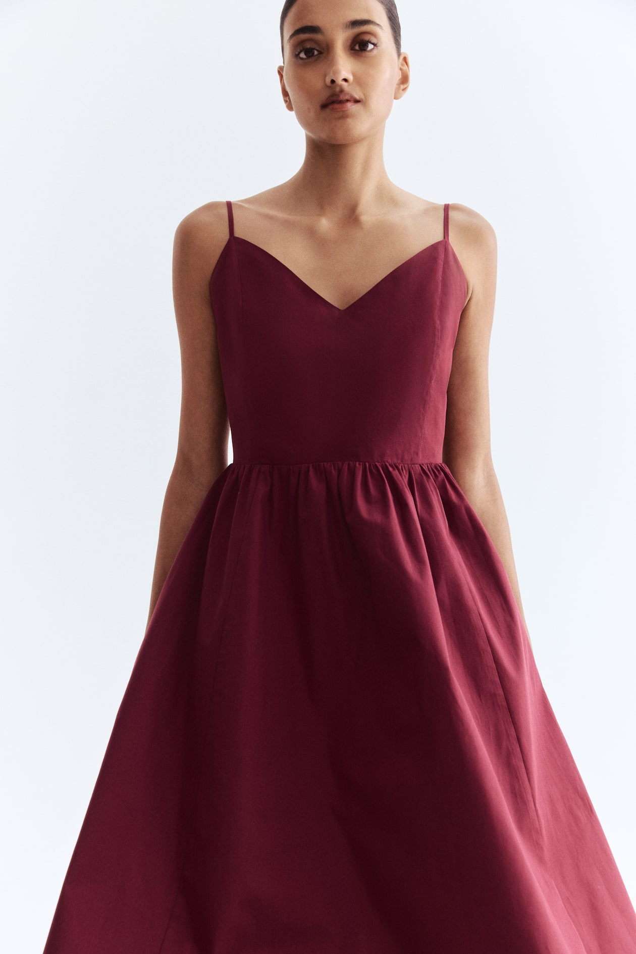 burgundy poplin dress Burgundy Poplin Puff Sleeve Dress