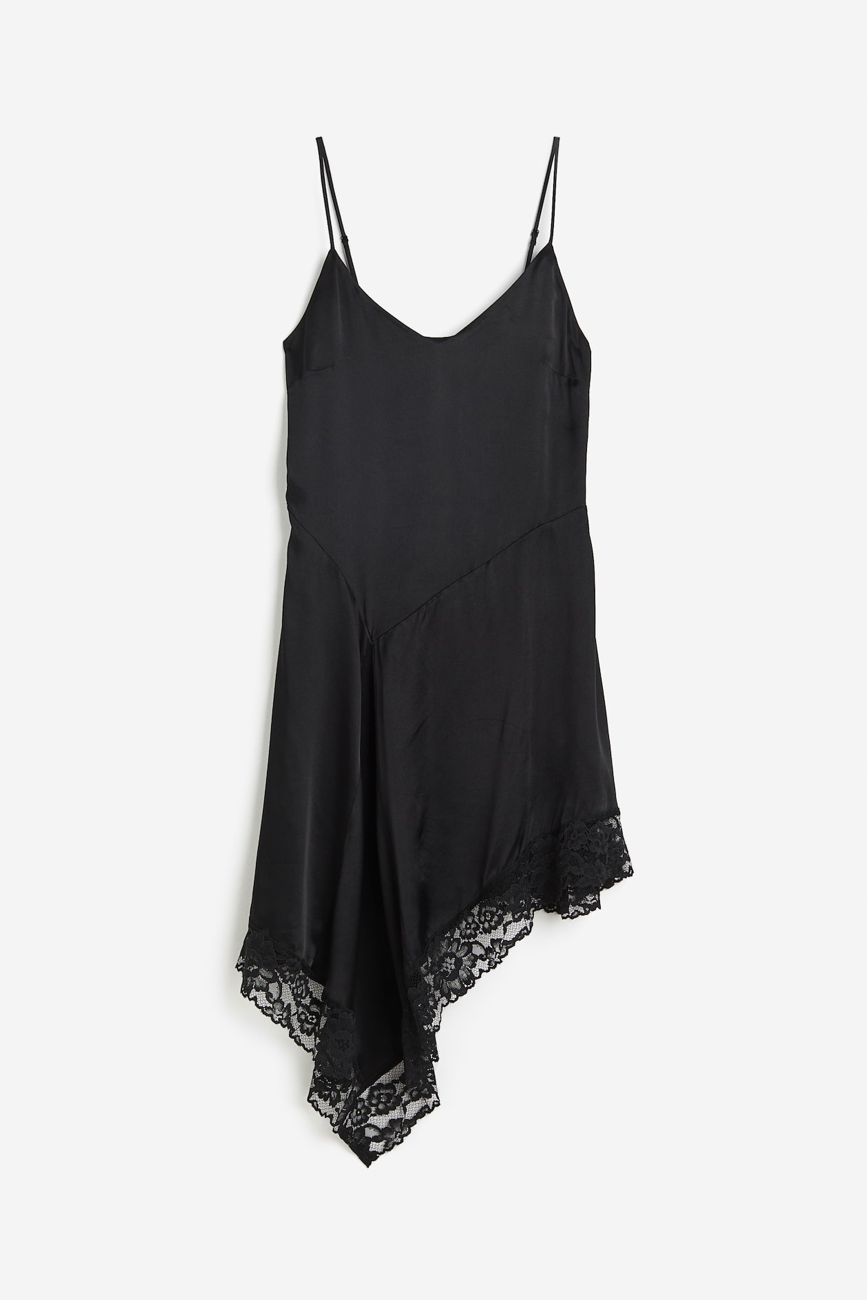 Women's Black Lace-trimmed satin dress | H&M