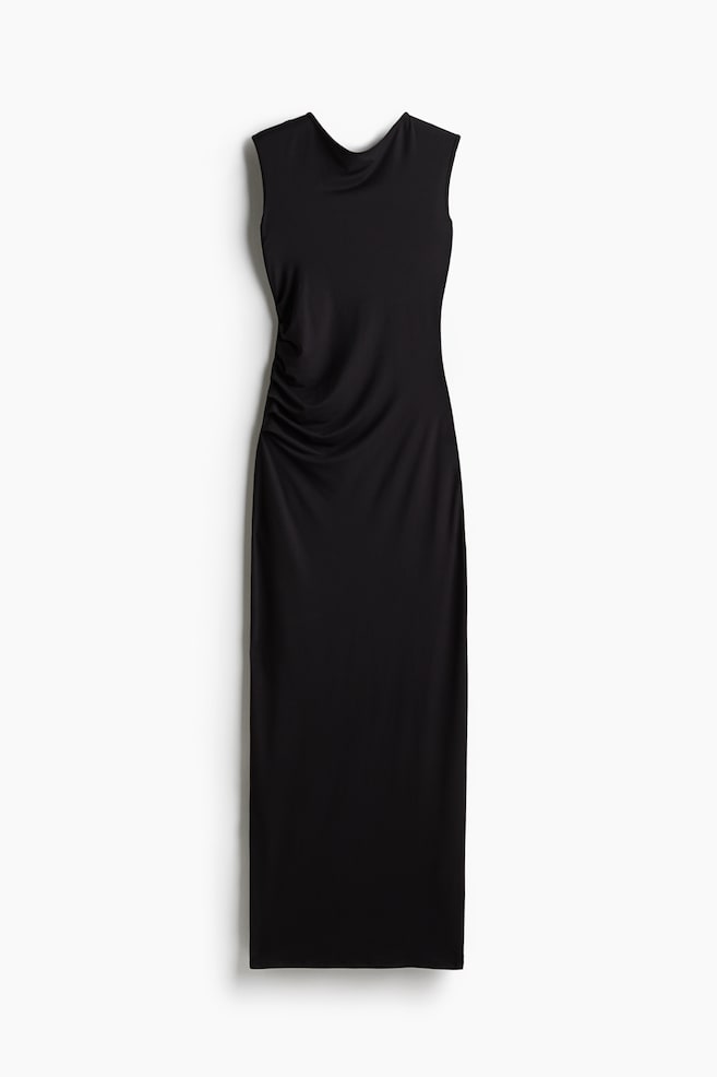 Vestido ajustado con diseño drapeado - Negro - 1