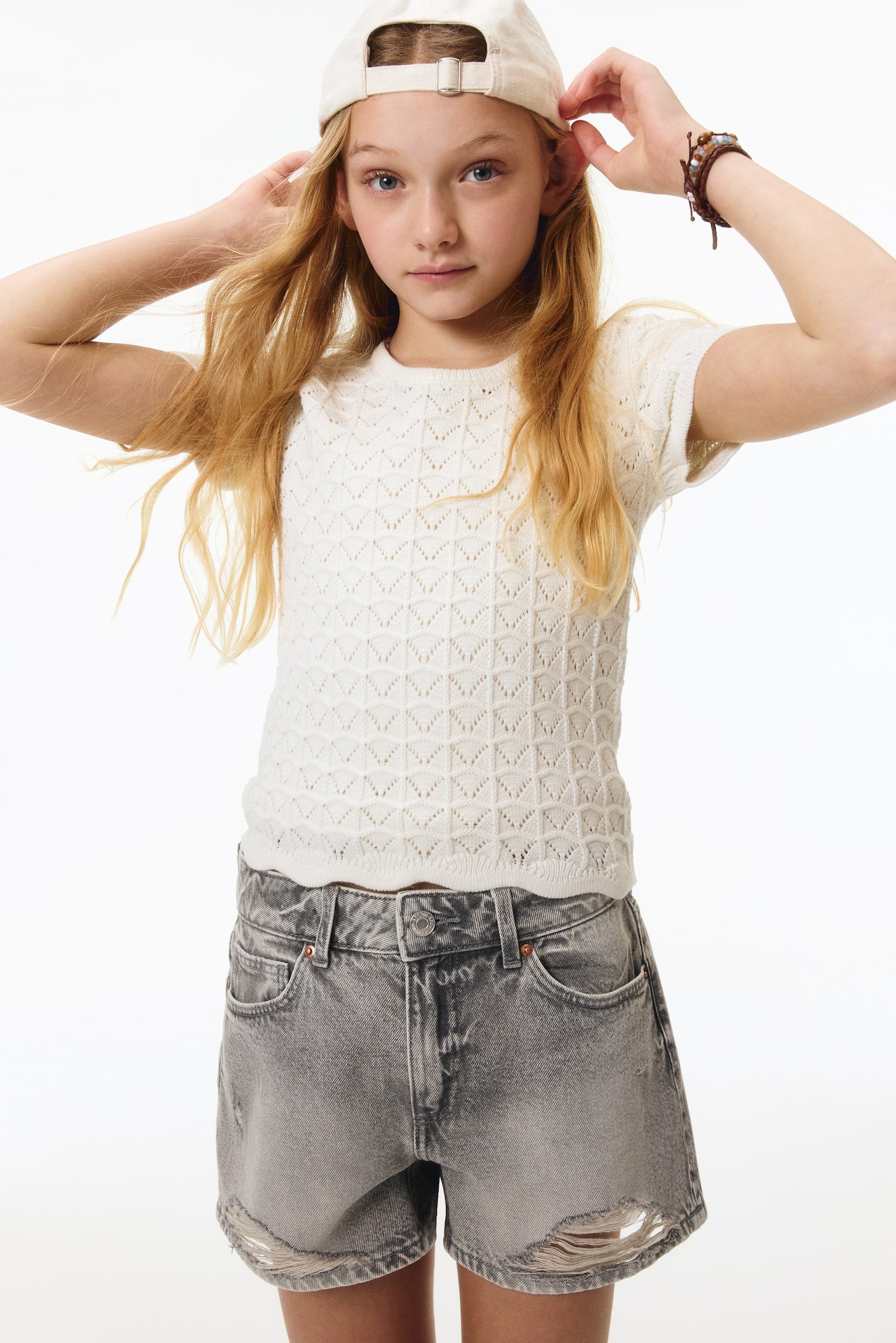 Relaxed Fit Denim shorts-Light grey - 1