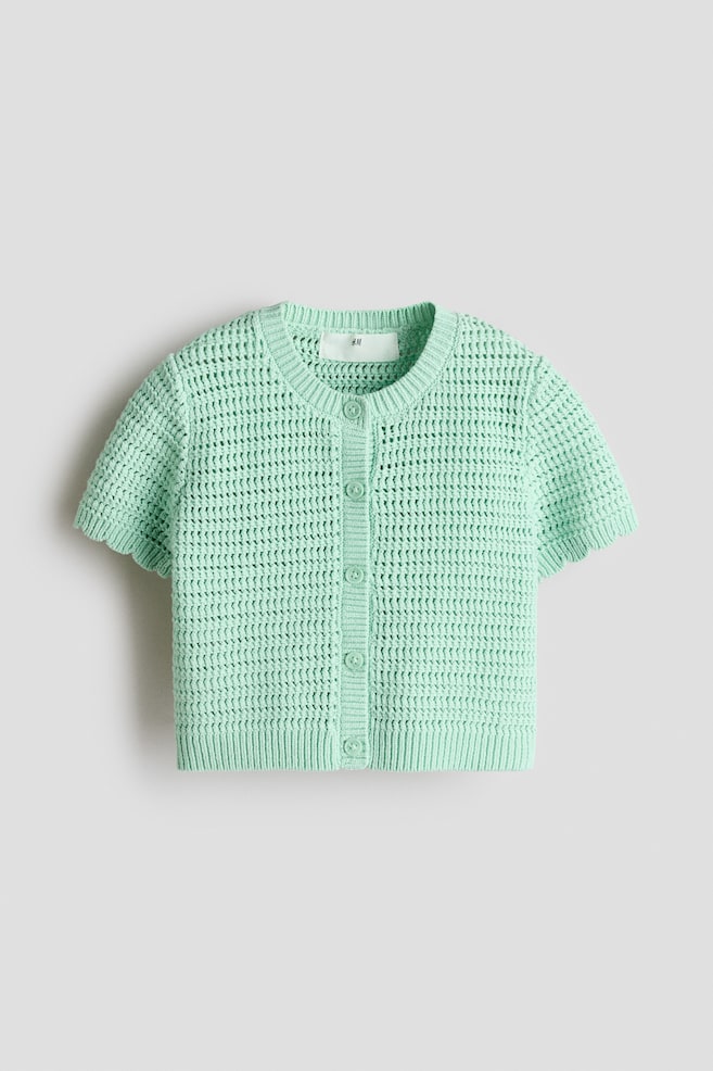 Textured-knit cardigan - Light green - 1