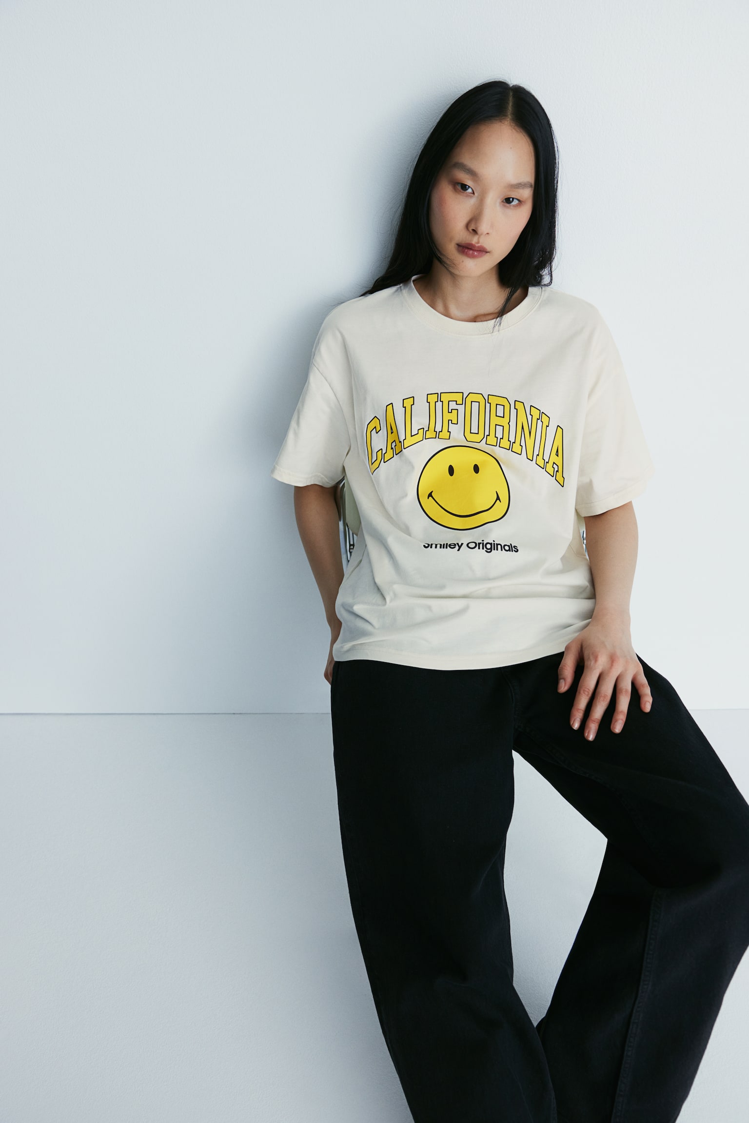 Oversized printed T-shirt - Cream/Smiley® Originals/Dark grey/George Michael/White/The Beatles/White/The Rolling Stones/Grey marl/Stanford University/Beige/Nirvana/Dark grey/AC/DC/White/The Rolling Stones/Cream/Nirvana/Dark grey/AC/DC/Dark grey/Nirvana - 4