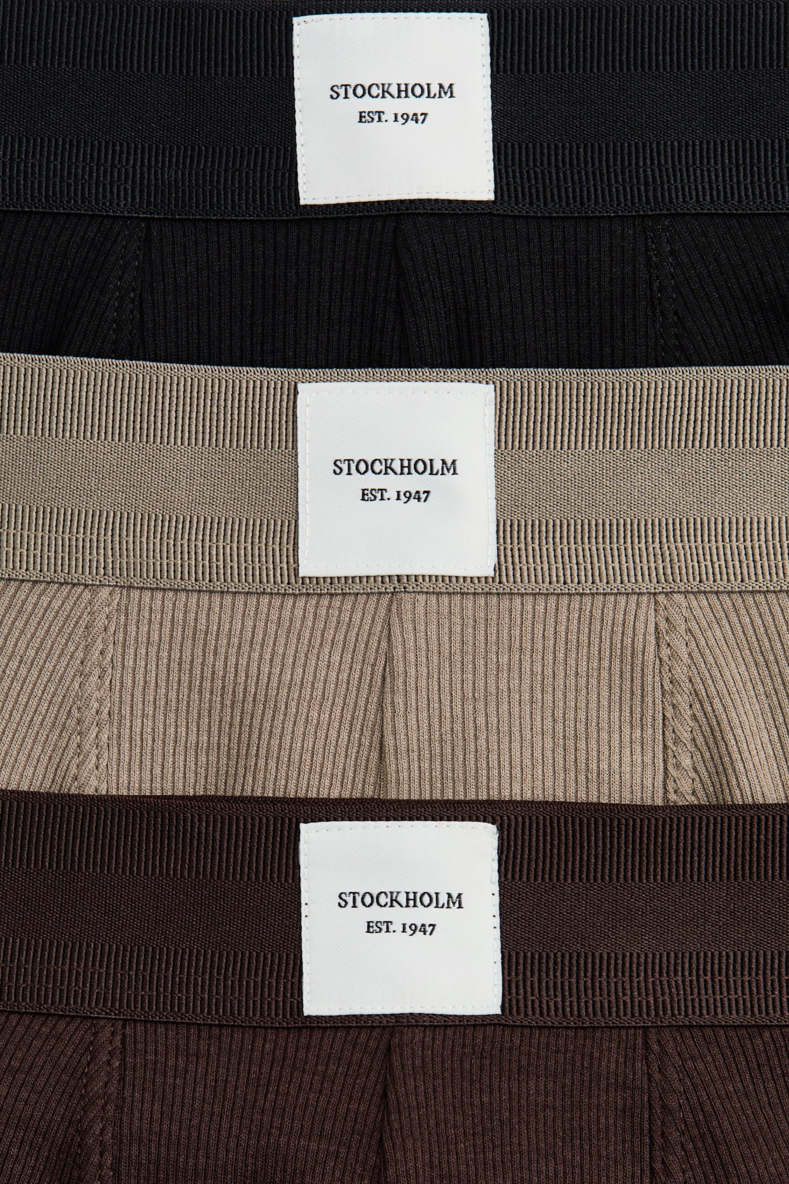 מארז 3 תחתוני בוקסר ריב - חום כהה/בז' - 5