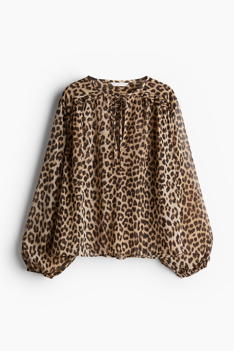 Verybrain Leopard frill sleeve blouse 