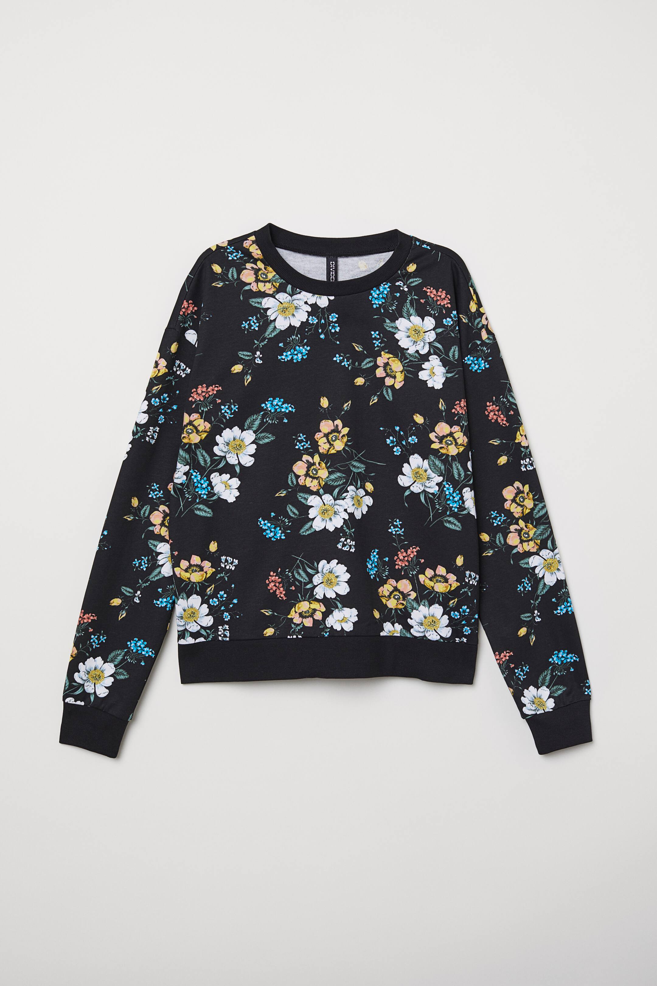 View larger image: Printed sweatshirt - Black/Floral - Ladies | H&M 1