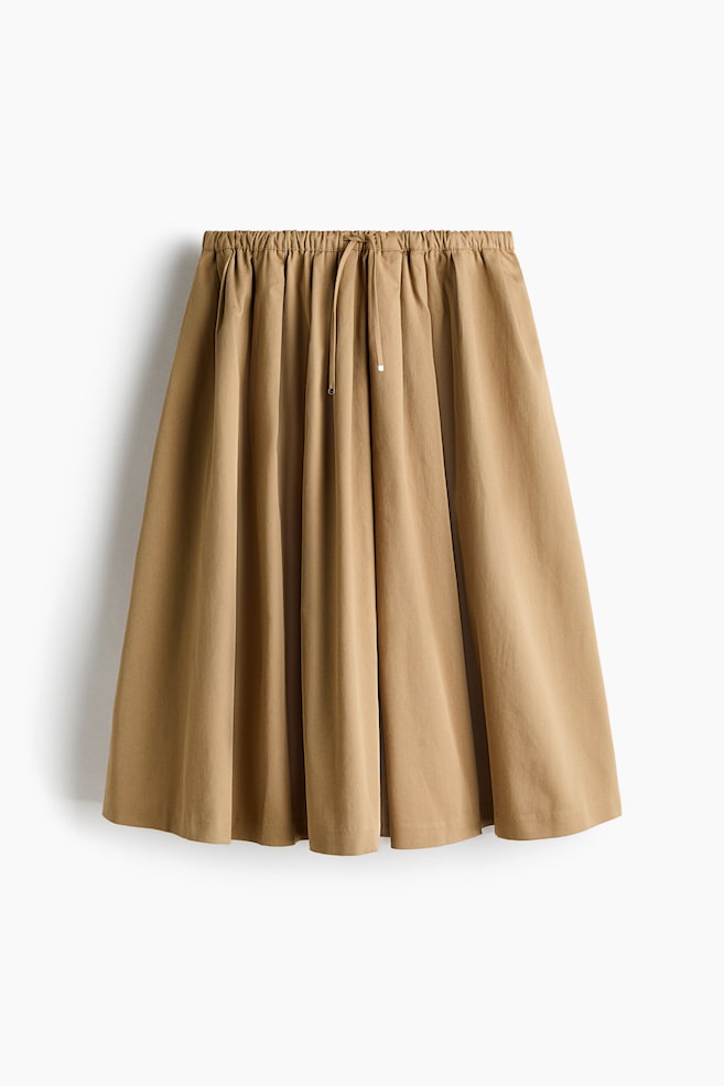 Pleated twill skirt - Beige - 1