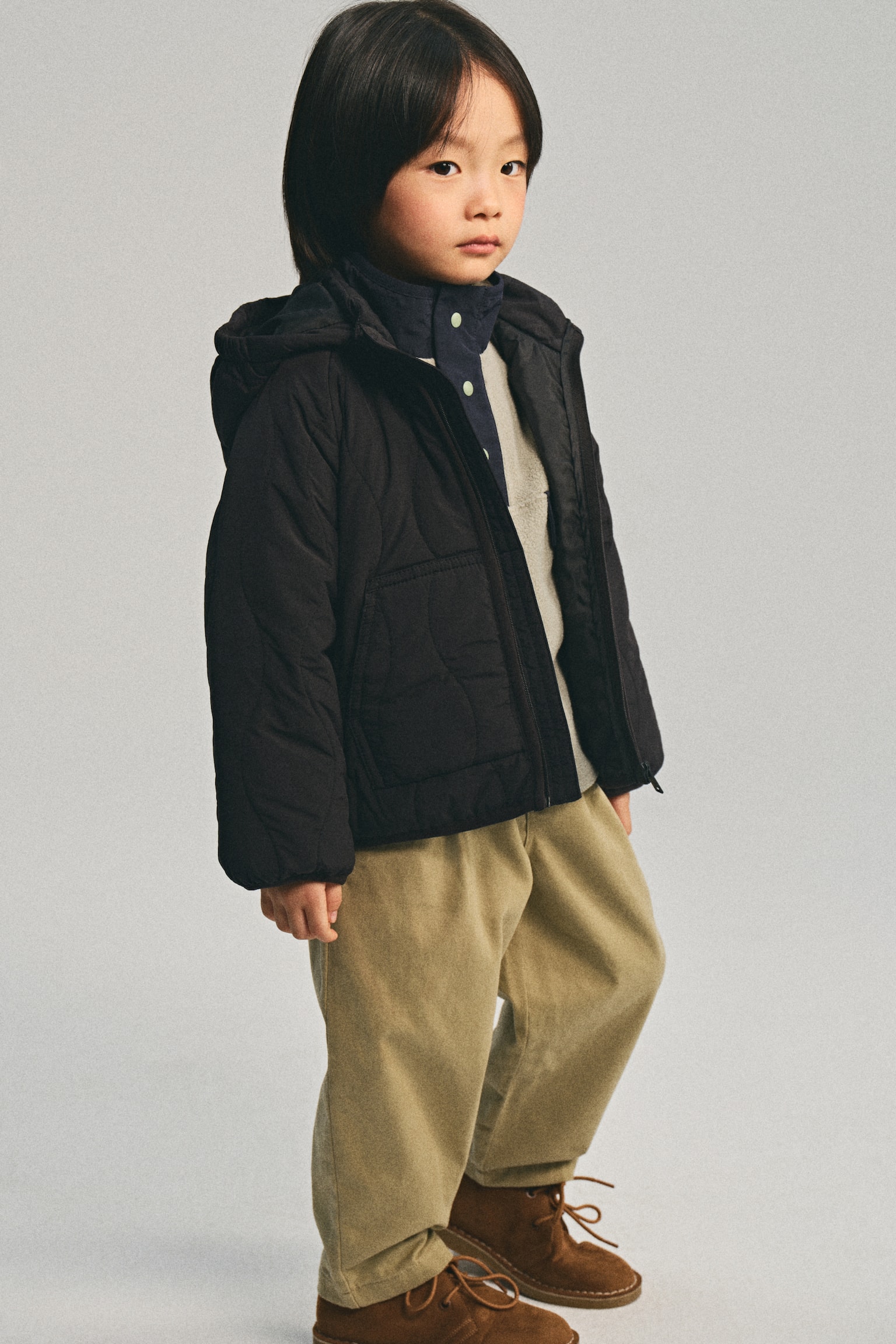 퀼티드 재킷 - 블랙/다크 그레이 - 3