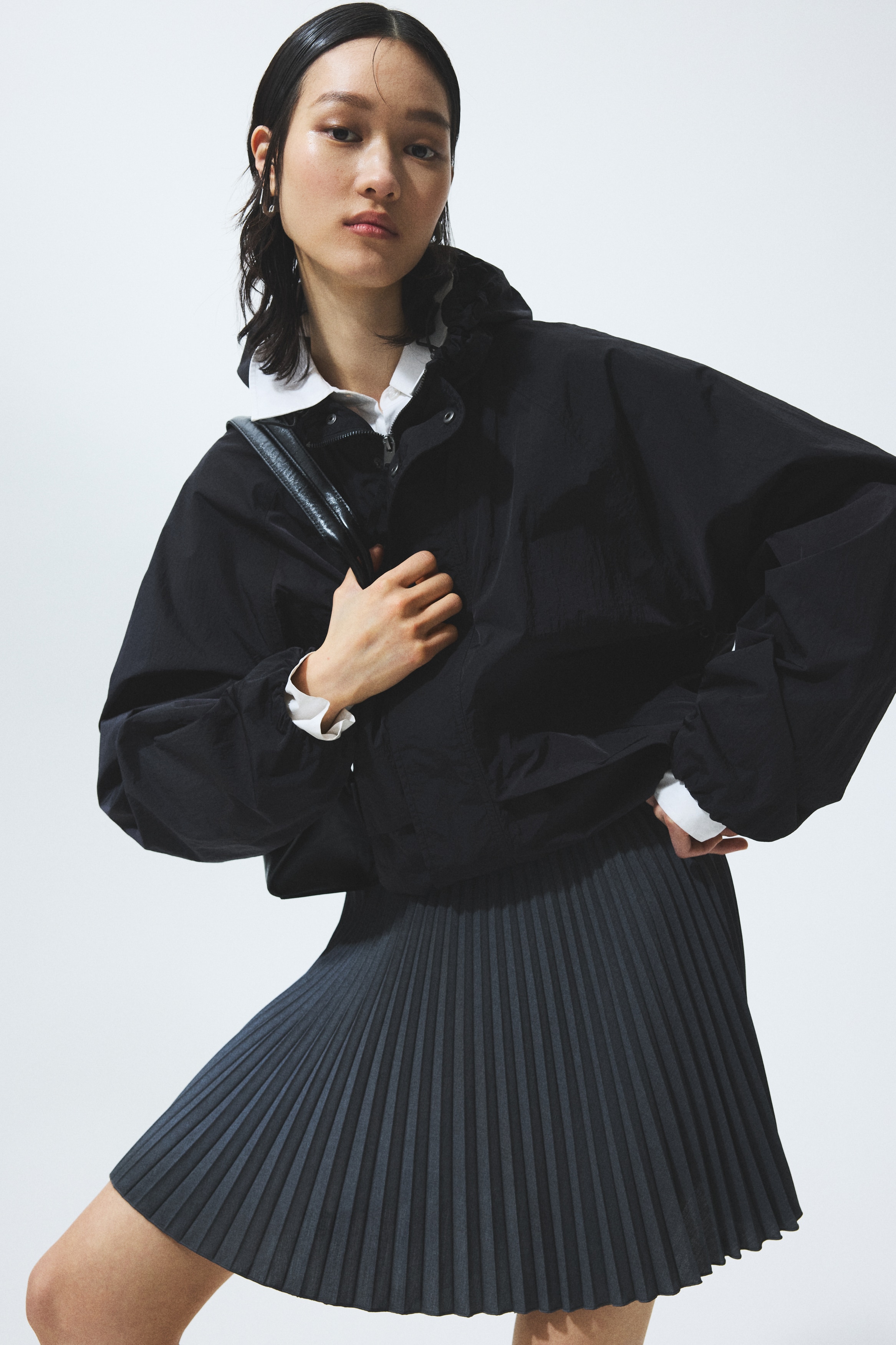 Minijupe plissée - Gris foncé