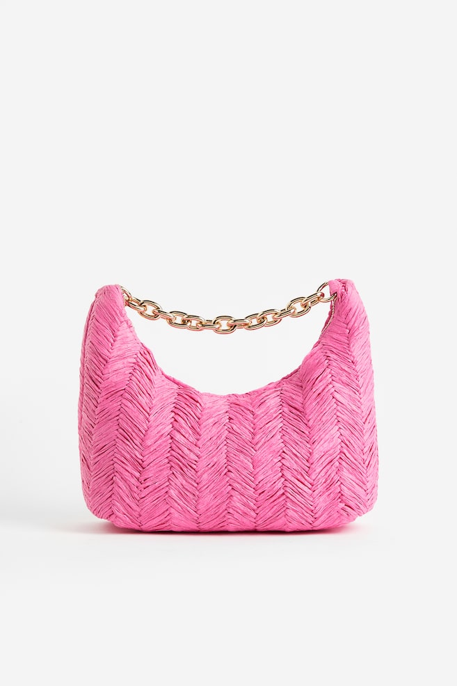 Straw shoulder bag - Pink/Yellow - 2