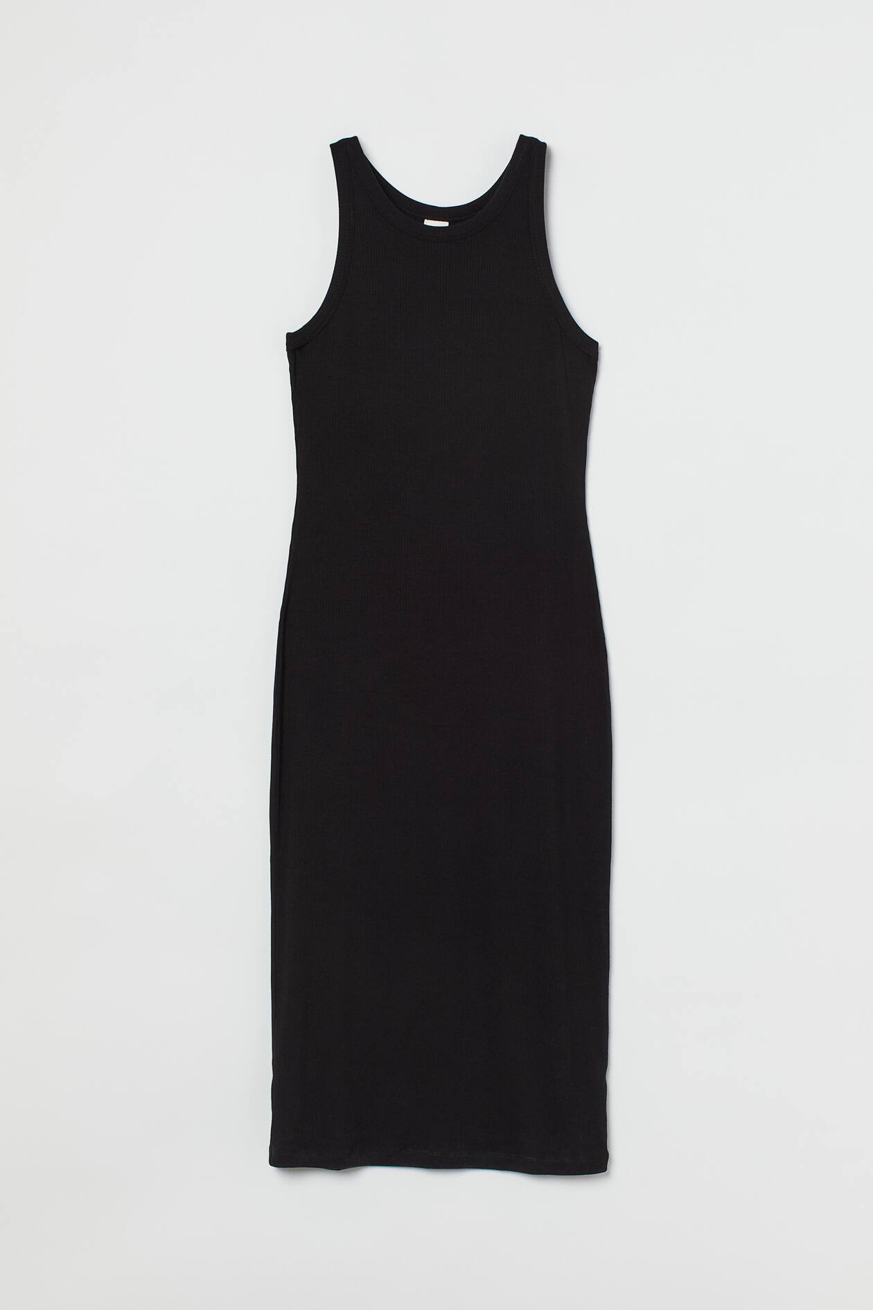 Ribbed Jersey Dress - Round Neck - Sleeveless - Black - Ladies | H&M US