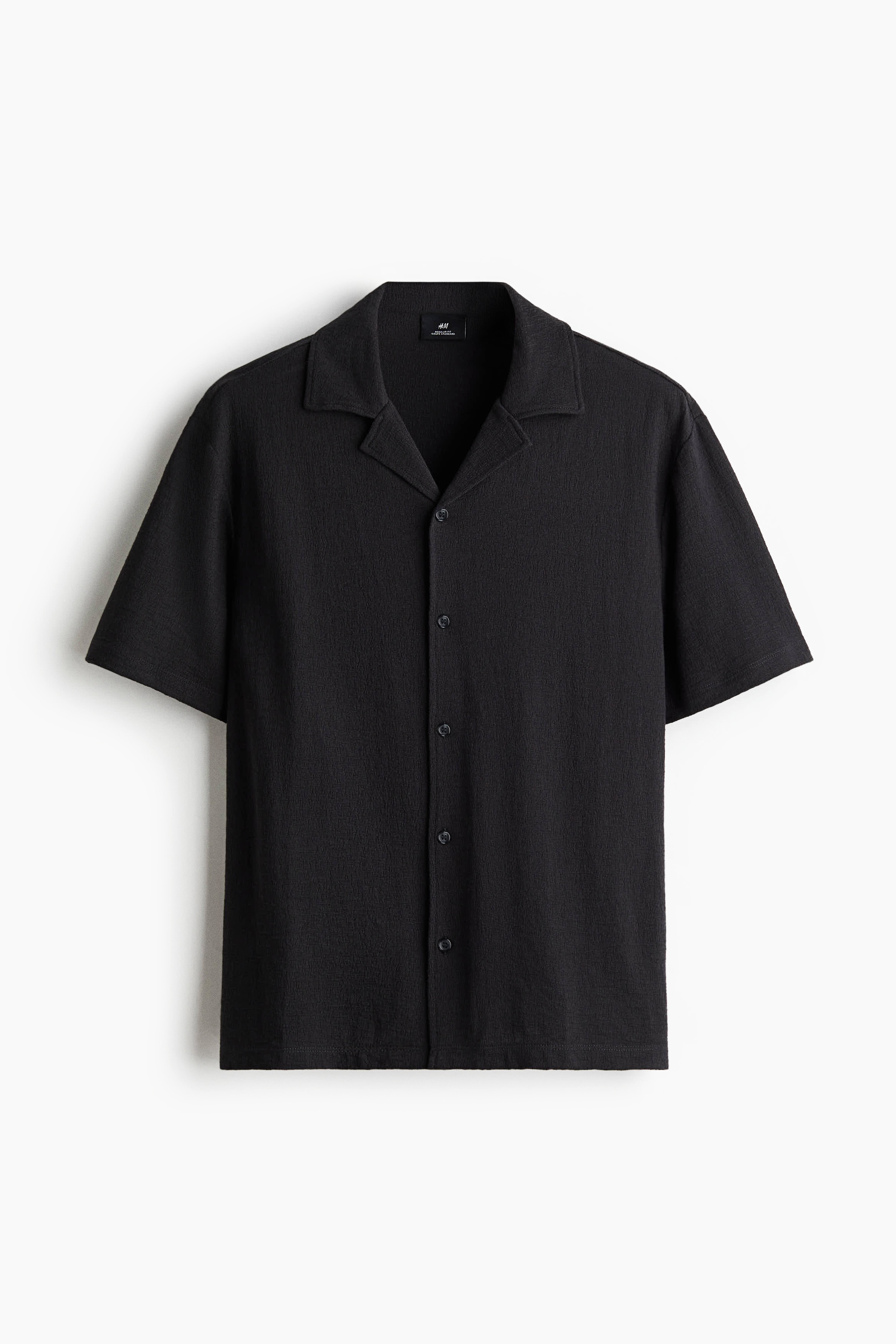 Regular Fit Jersey resort shirt - Black/White/Dark khaki green