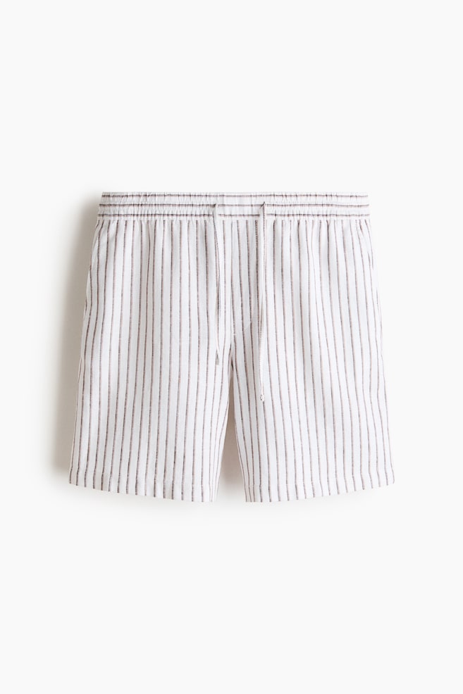 Relaxed Fit Linen-blend shorts - White/Striped/Black/Navy blue/White - 1