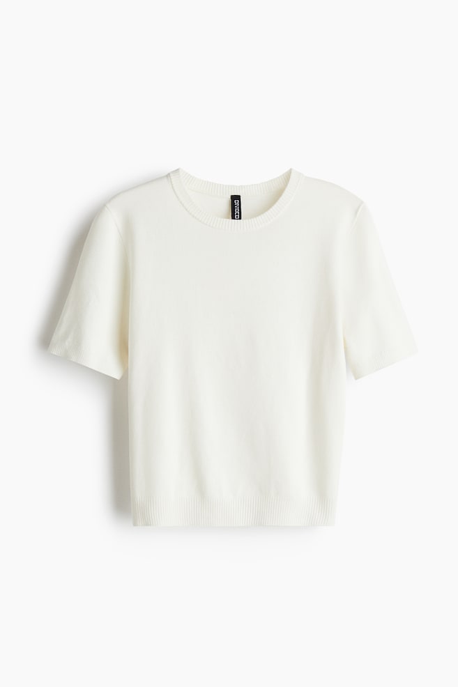 Fine-Knit T-Shirt - White/White/striped/White/light gray striped/Light yellow/Cream - 1