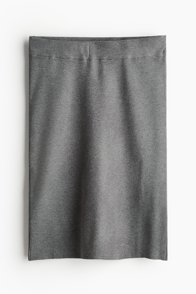 Jupe en maille côtelée - Gris chiné/Marron - 1
