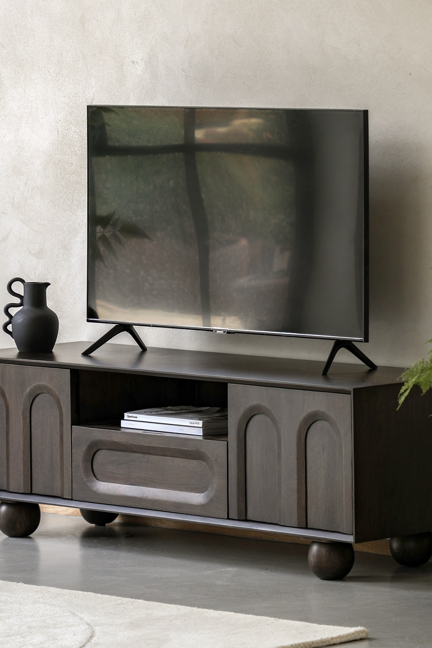 Mango Wood Media Unit - Dark Wood