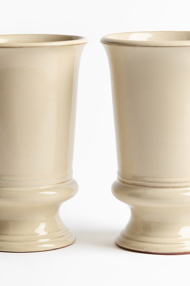 Vase en terre cuite avec glaçure réactive-Beige clair - 5