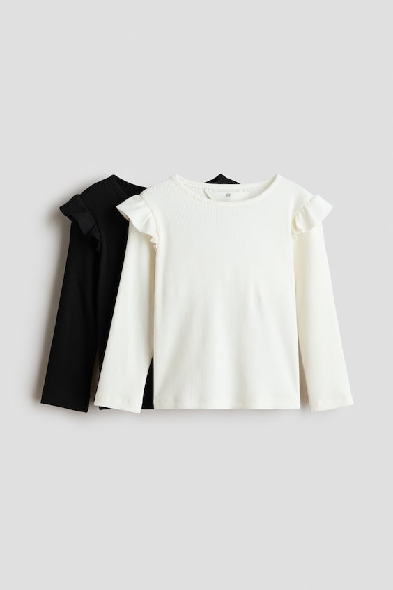 Детские топы H&M 2-Pack Flounce-Trimmed Cotton Tops