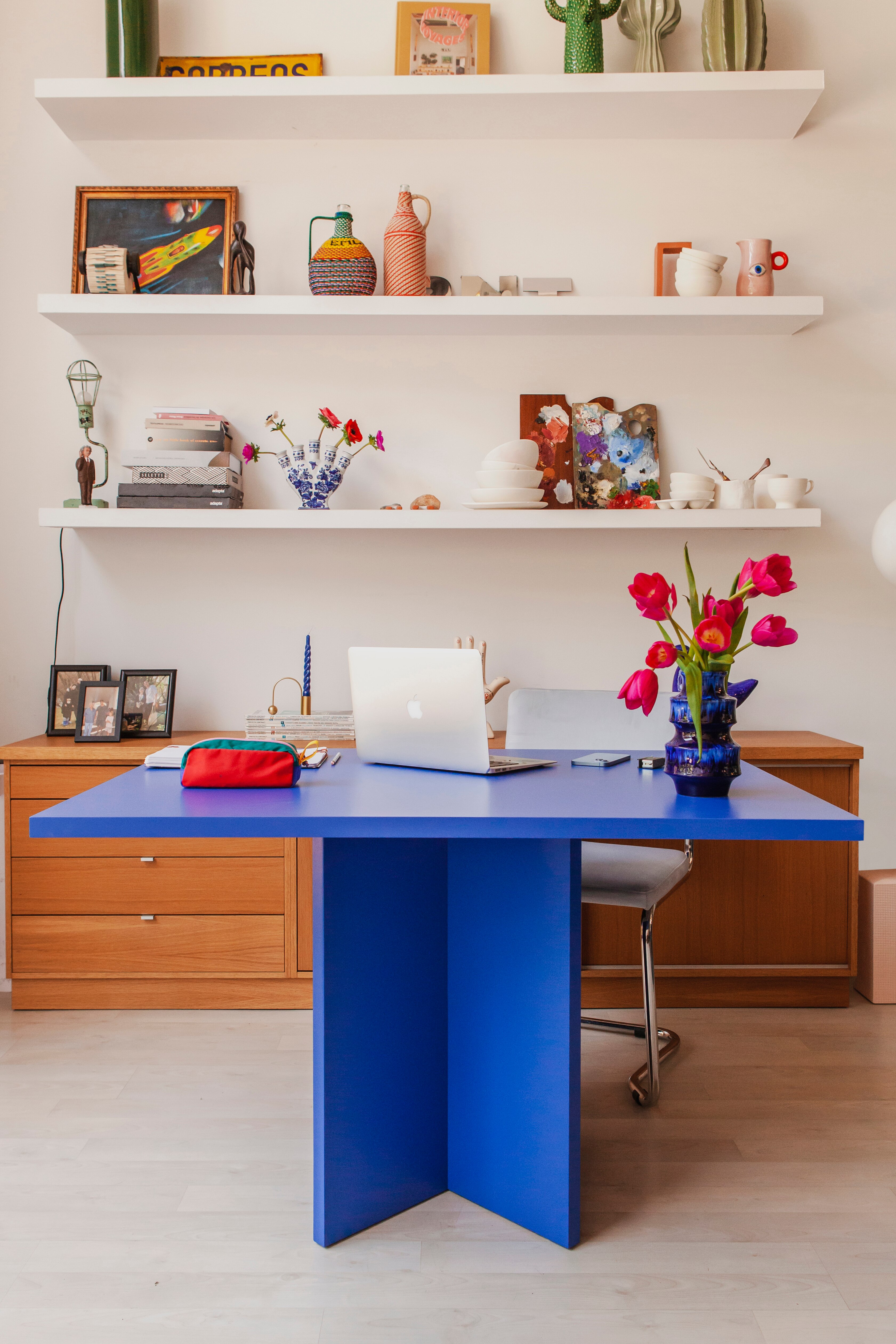 Rectangular Dining Table Laminated Top - Prussian Blue/Taupe/Flame Red/Cedar Green