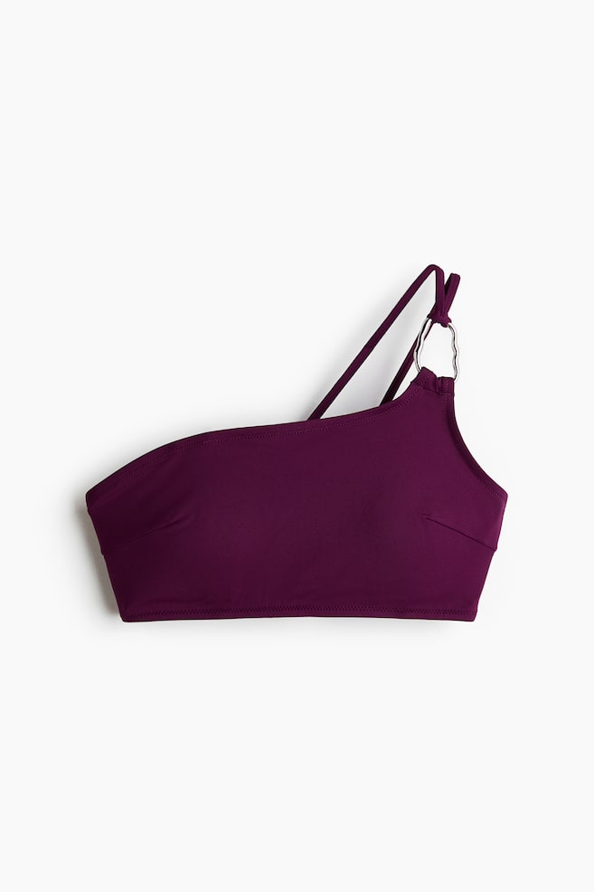 Padded One-Shoulder Bikini Top - Dark purple - 1