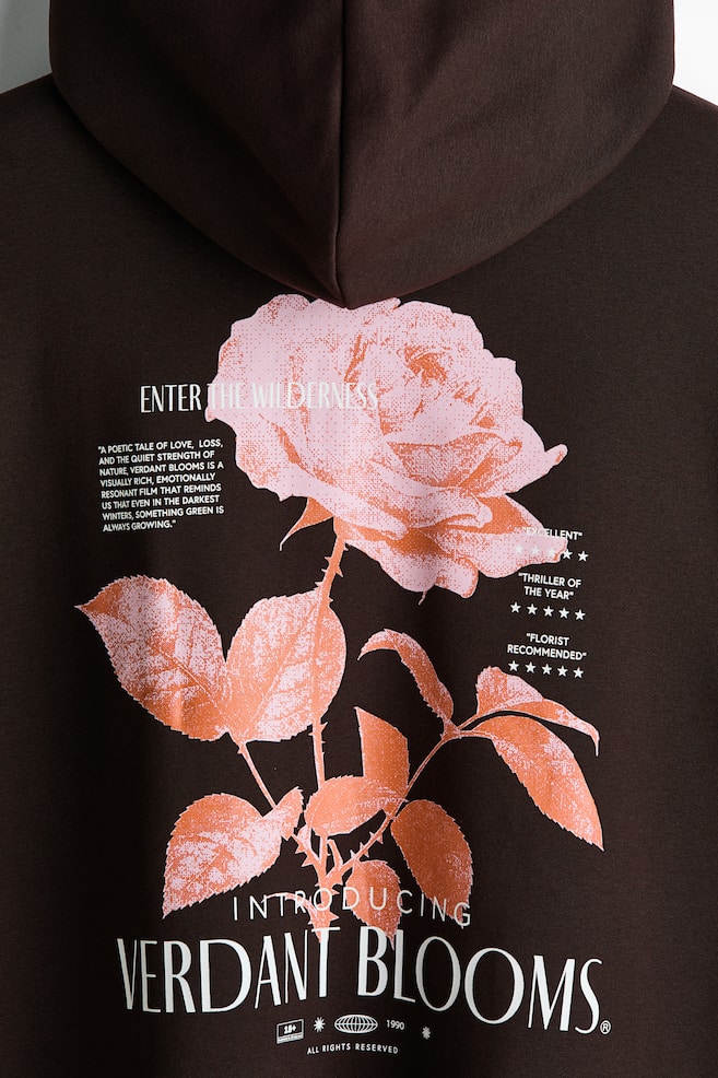 Relaxed-Fit Printed Hoodie - Dark brown/Verdant Blooms/Black/Northern Rockies/White/STM/Black/Appetites/White/Endless Horizons - 3