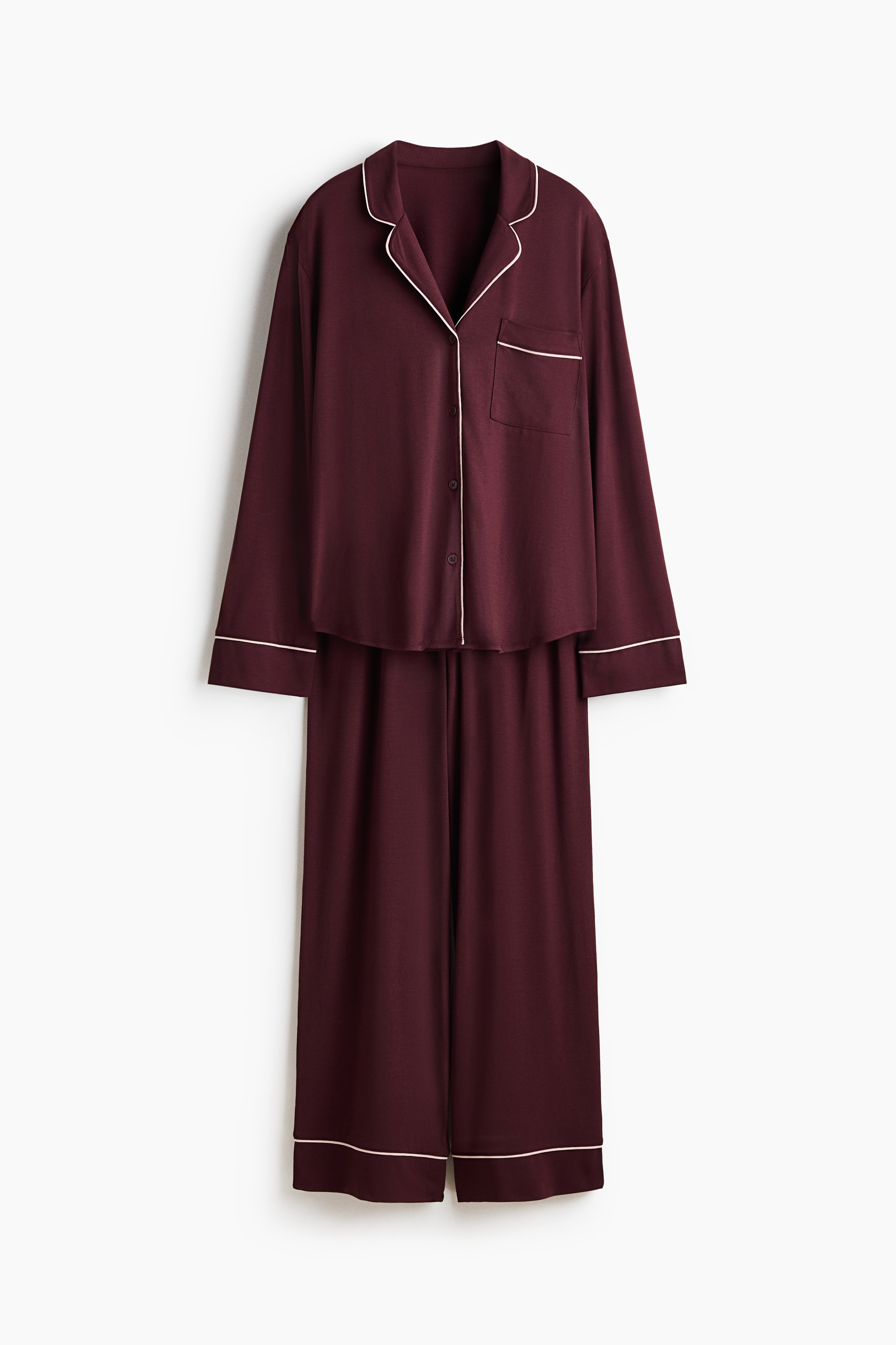 Pyjama en viscose mélangée - Bordeaux/Crème/Noir/Noir/Rose clair/Bleu clair