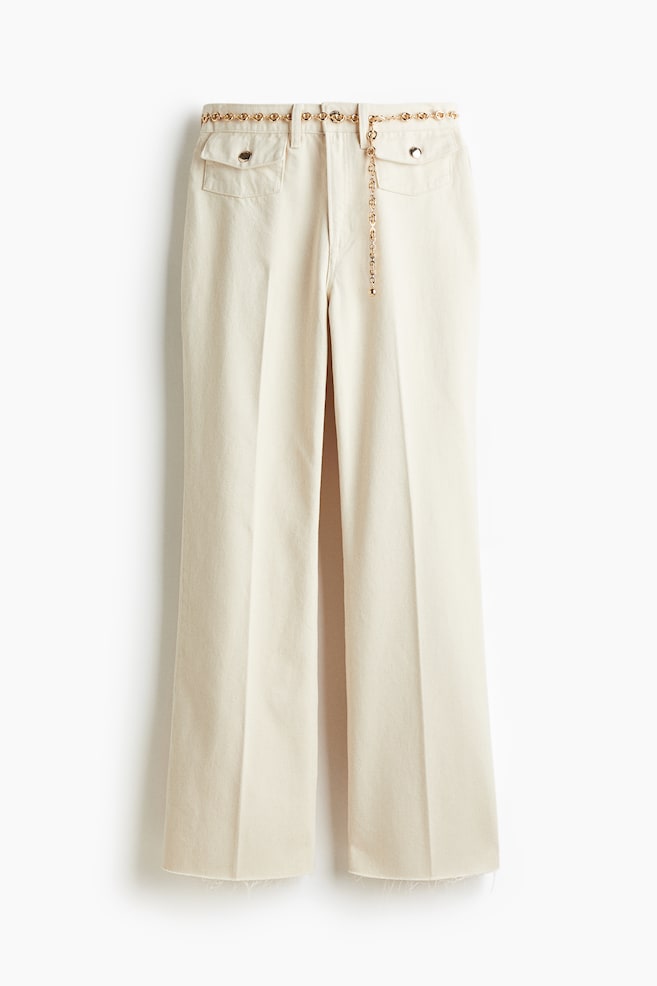 Flared High Jeans - Light beige - 1