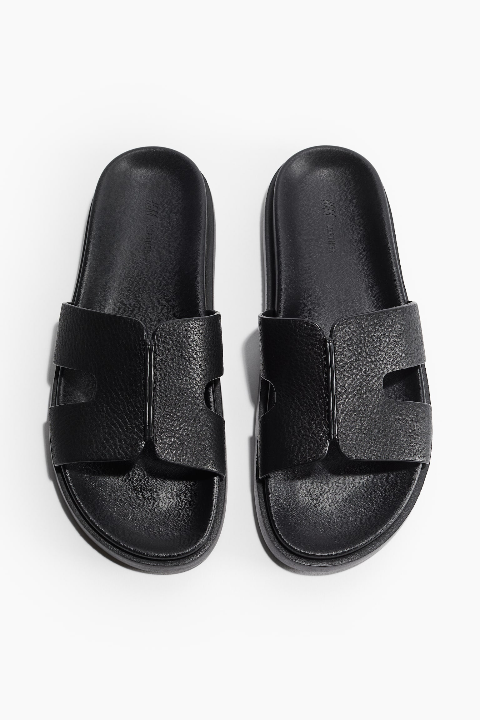 Leather Slides - Black/Dark brown - 1