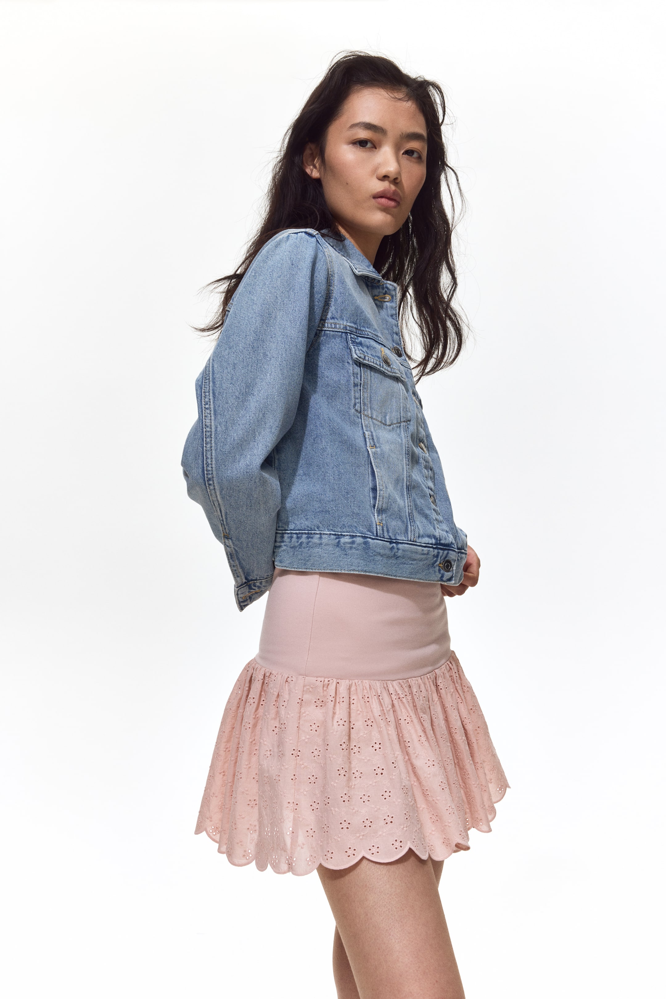 Женские юбки H&M Eyelet-Embroidered Mini Skort — фото 5