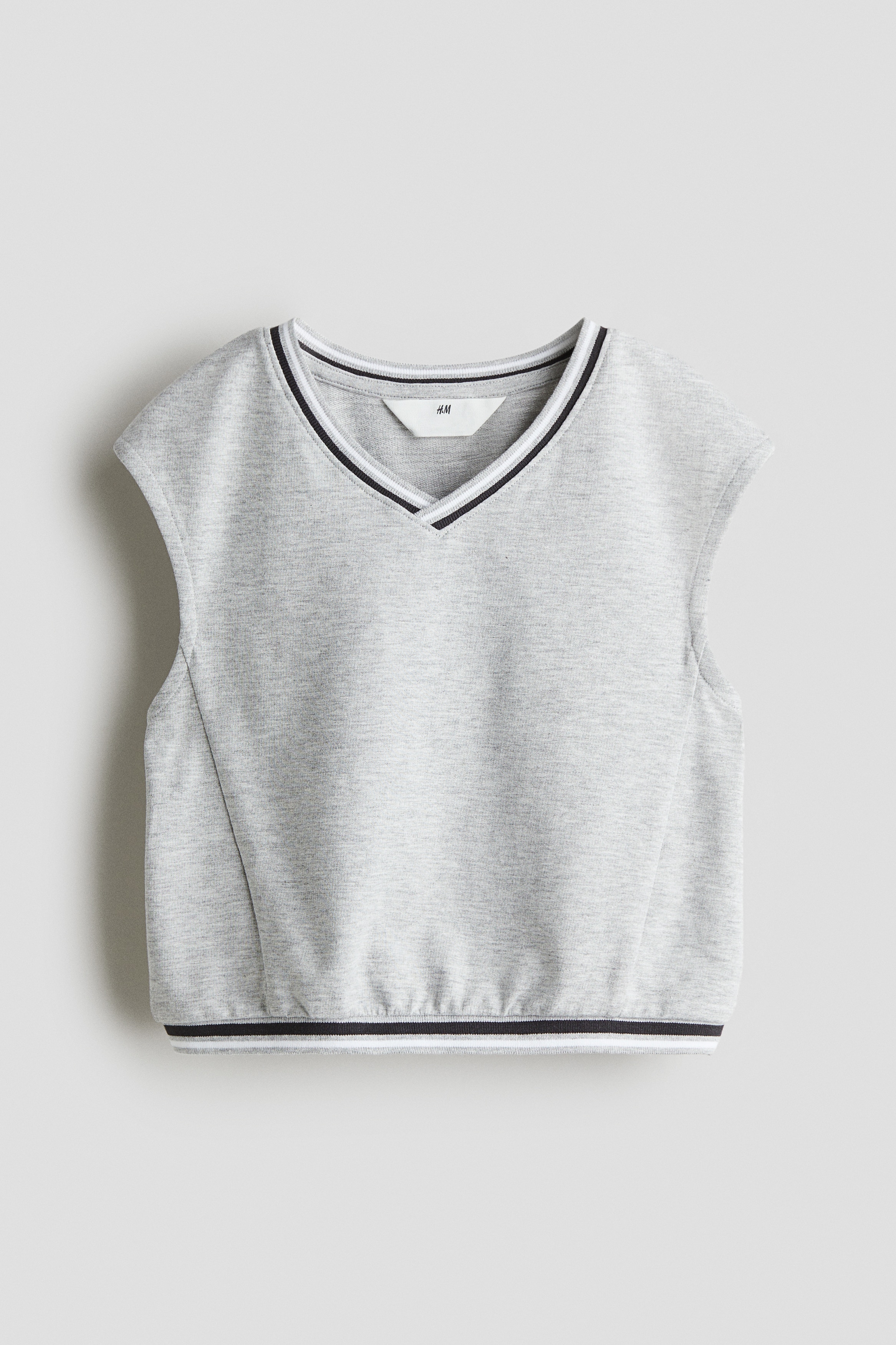 Sweatshirt sweater vest - Grey marl/White/Navy blue/White