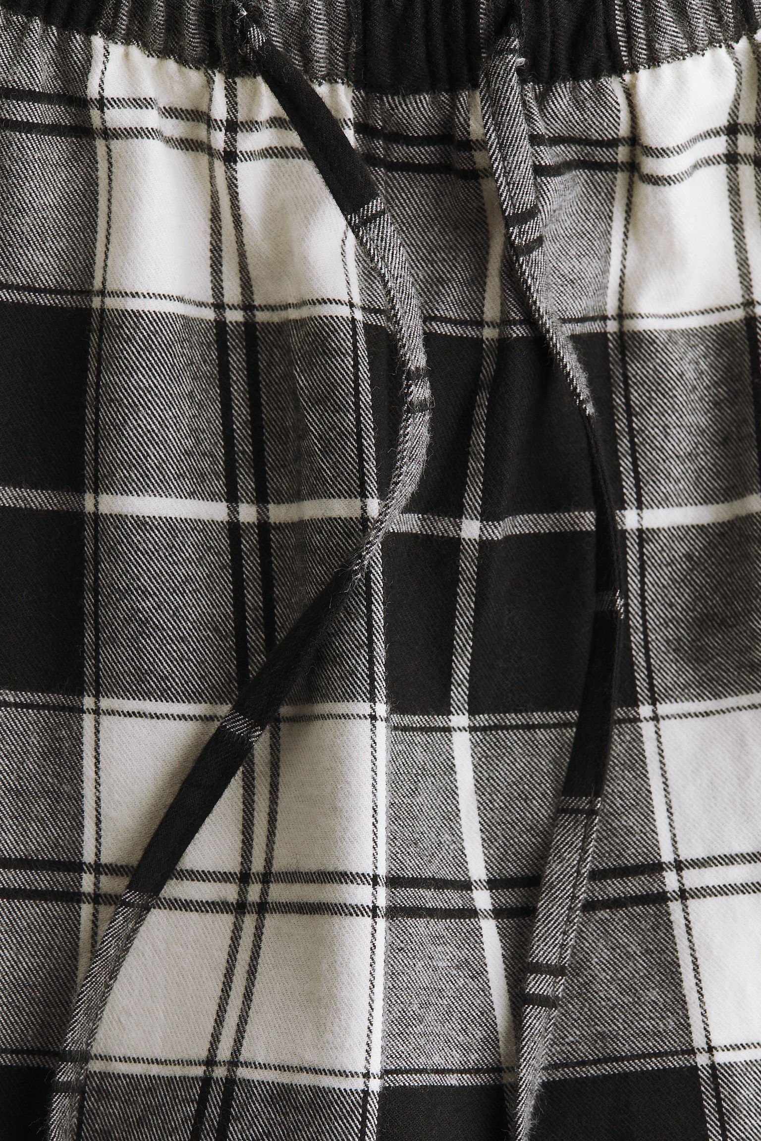 מכנסי פיג'מה מפלנל MAMA - לבן/שחור משבצות/לבן/אפור פסים - 2