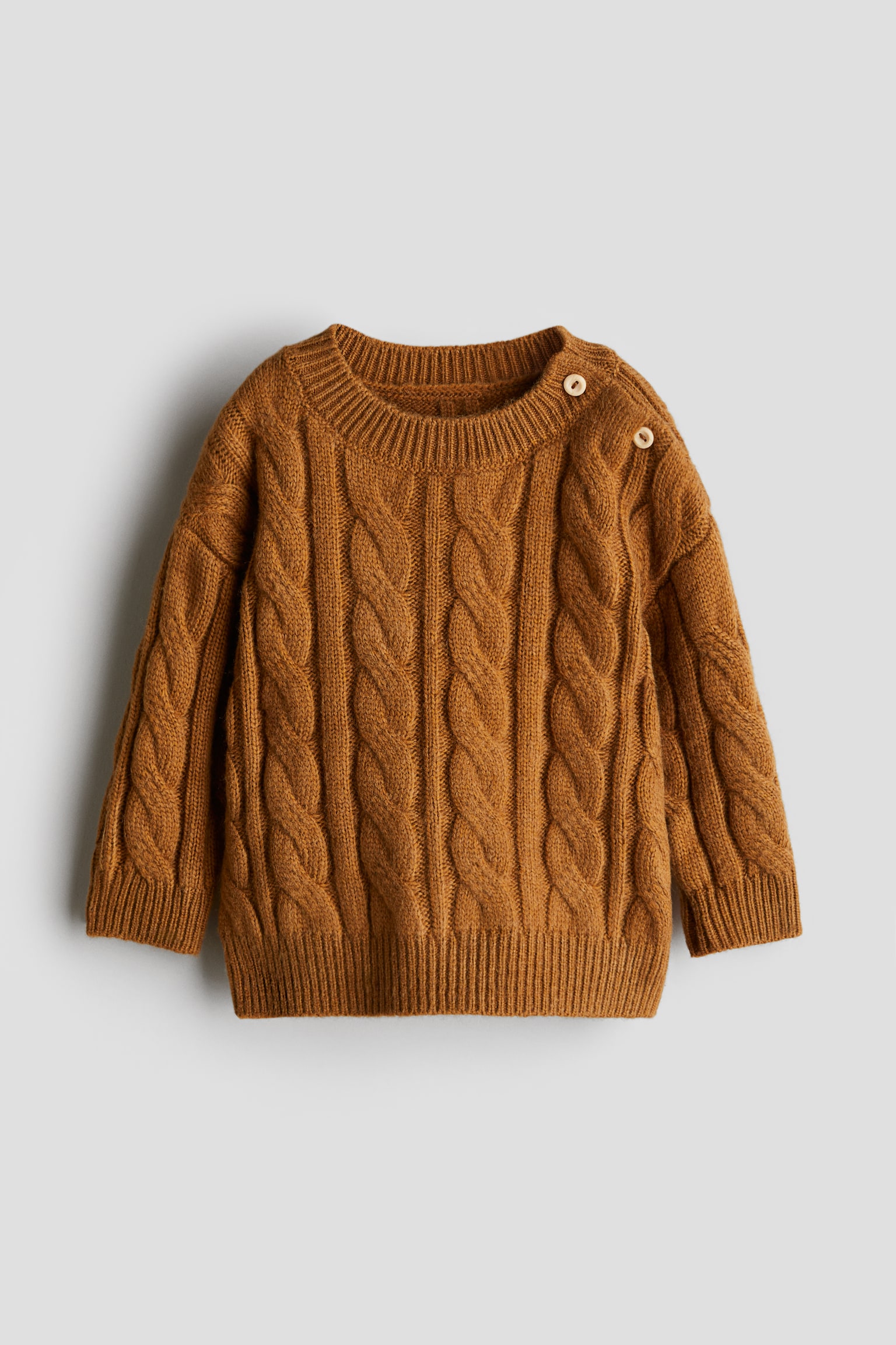 Cable-knit jumper - Light brown/Light beige - 1