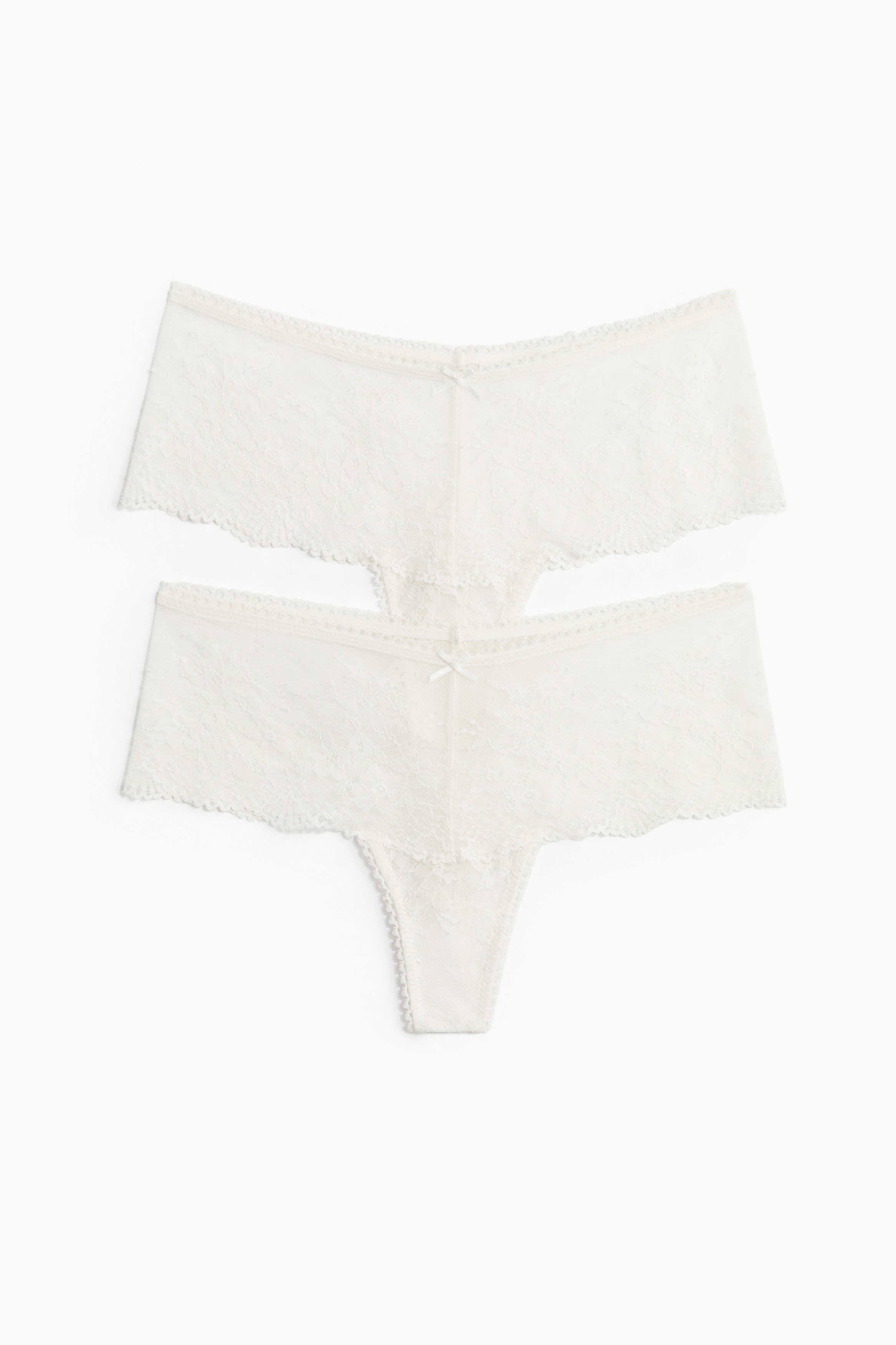 Thong in pizzo 2 pezzi - Bianco