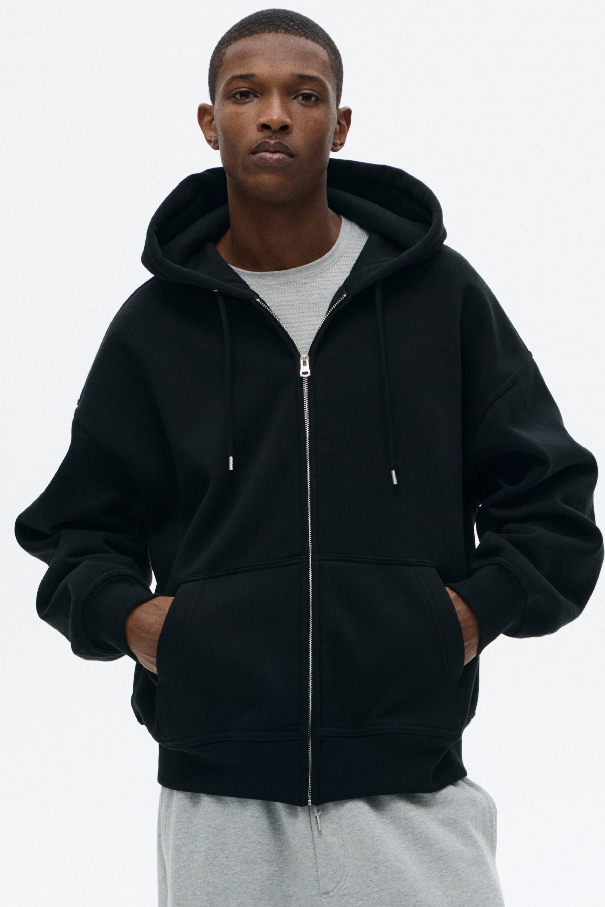 Men's Black Oversized-Fit Hooded Jacket | H&M CA