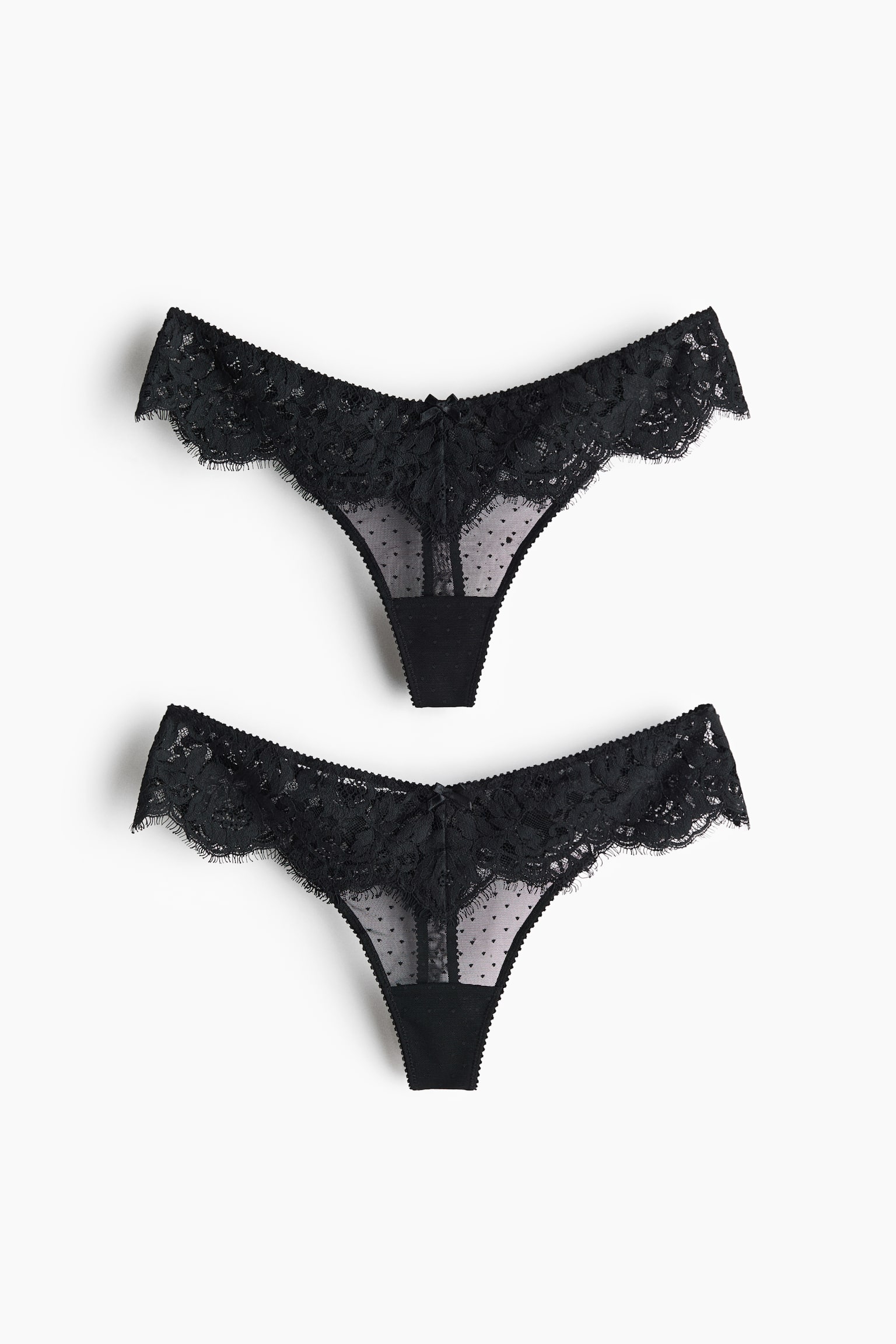 2-pack lace thong briefs - Black - 1