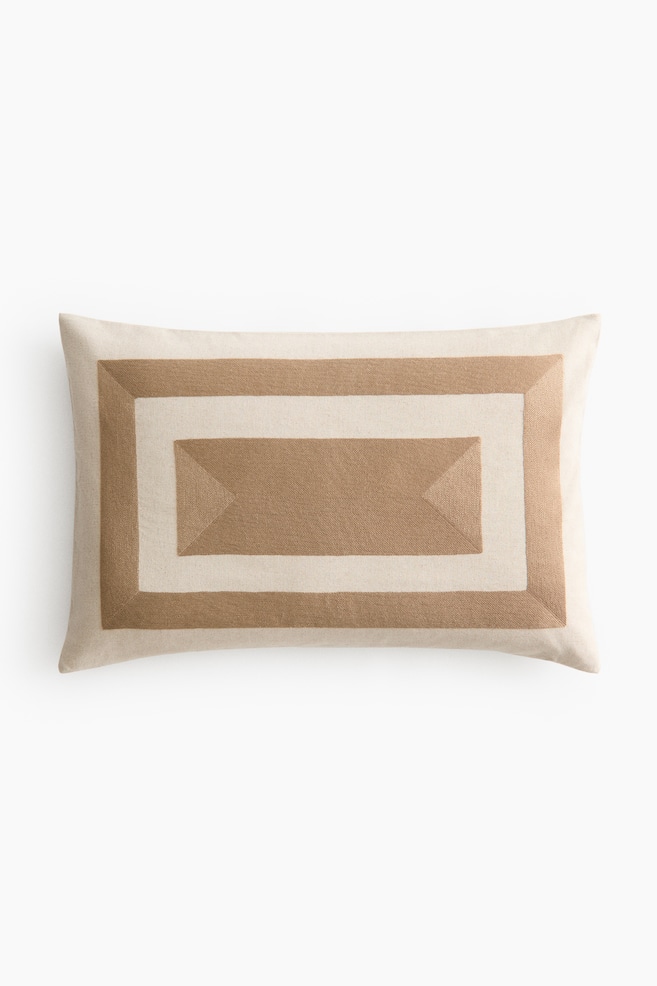 Linen-blend cushion cover - Light beige/Beige/Light beige/Black - 1