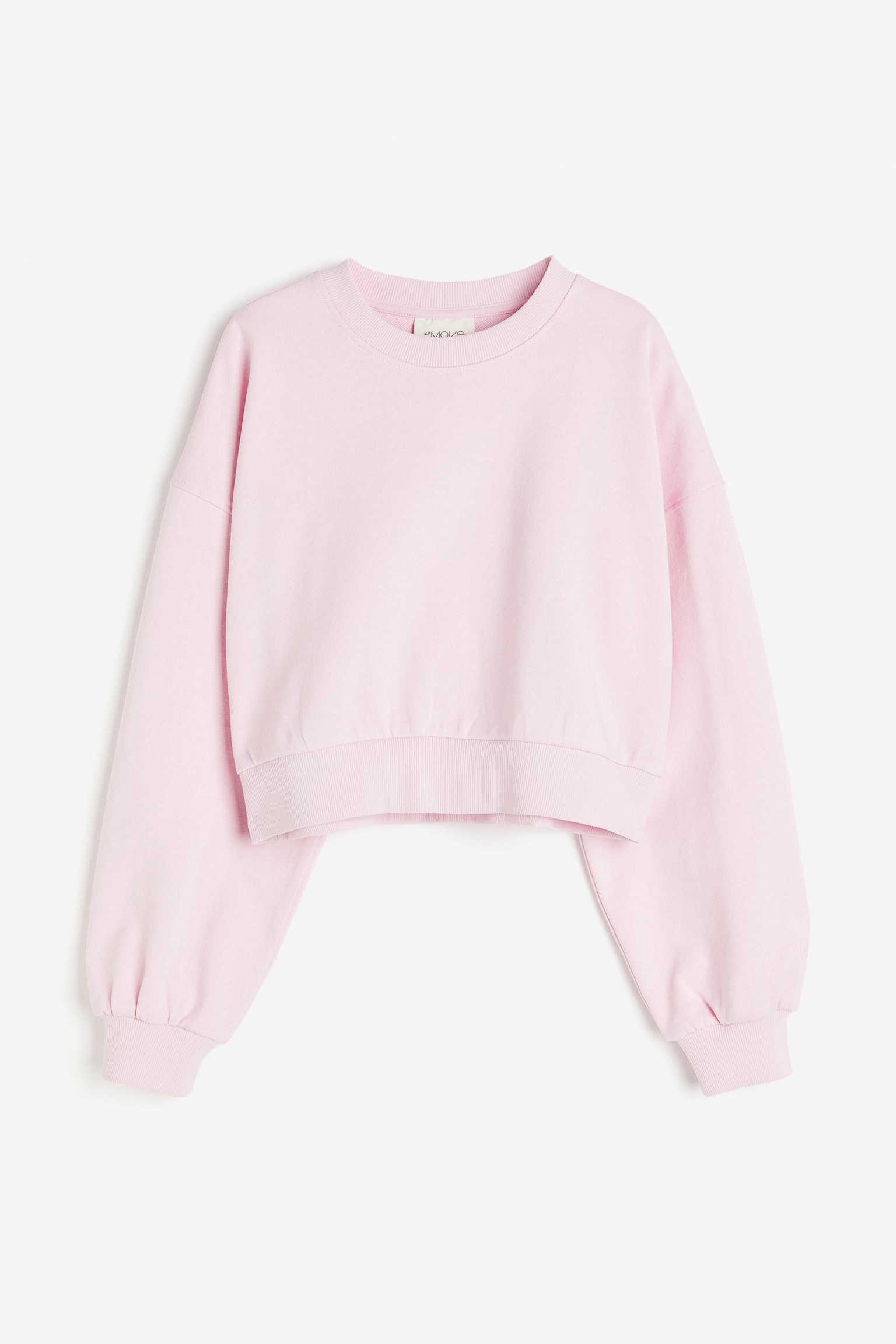 Cropped sweatshirt - Light pink/Light grey marl/Blue - 2