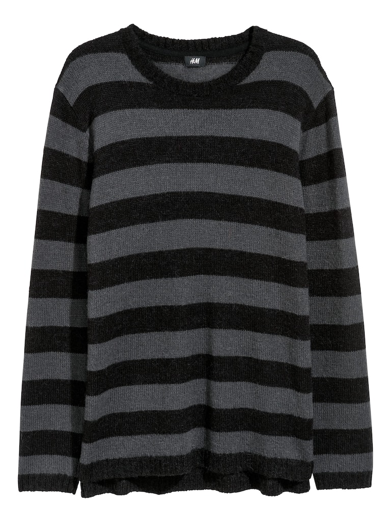 Knitted jumper Dark grey/Black striped Men H&M GB