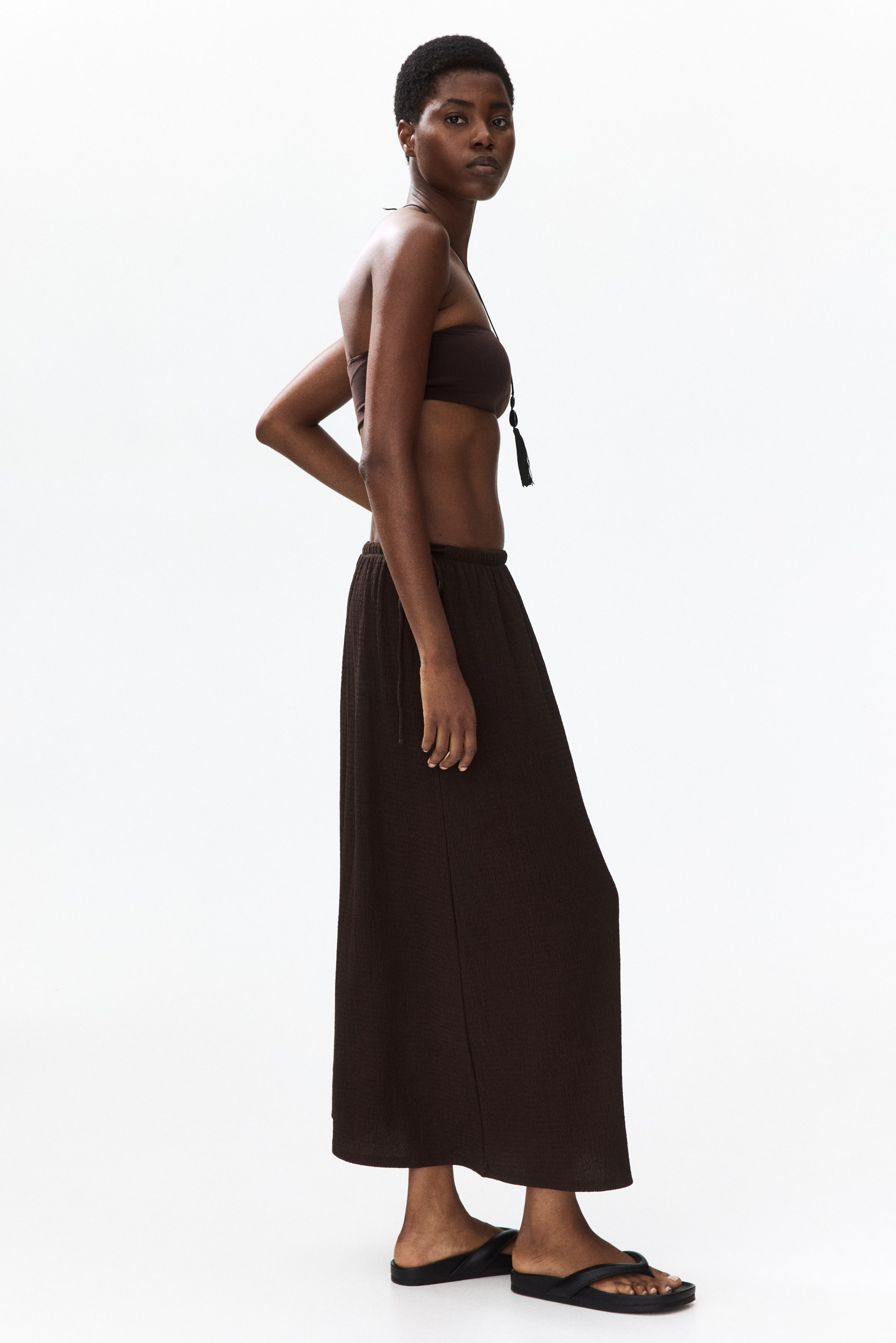 Crinkled Drawstring Skirt