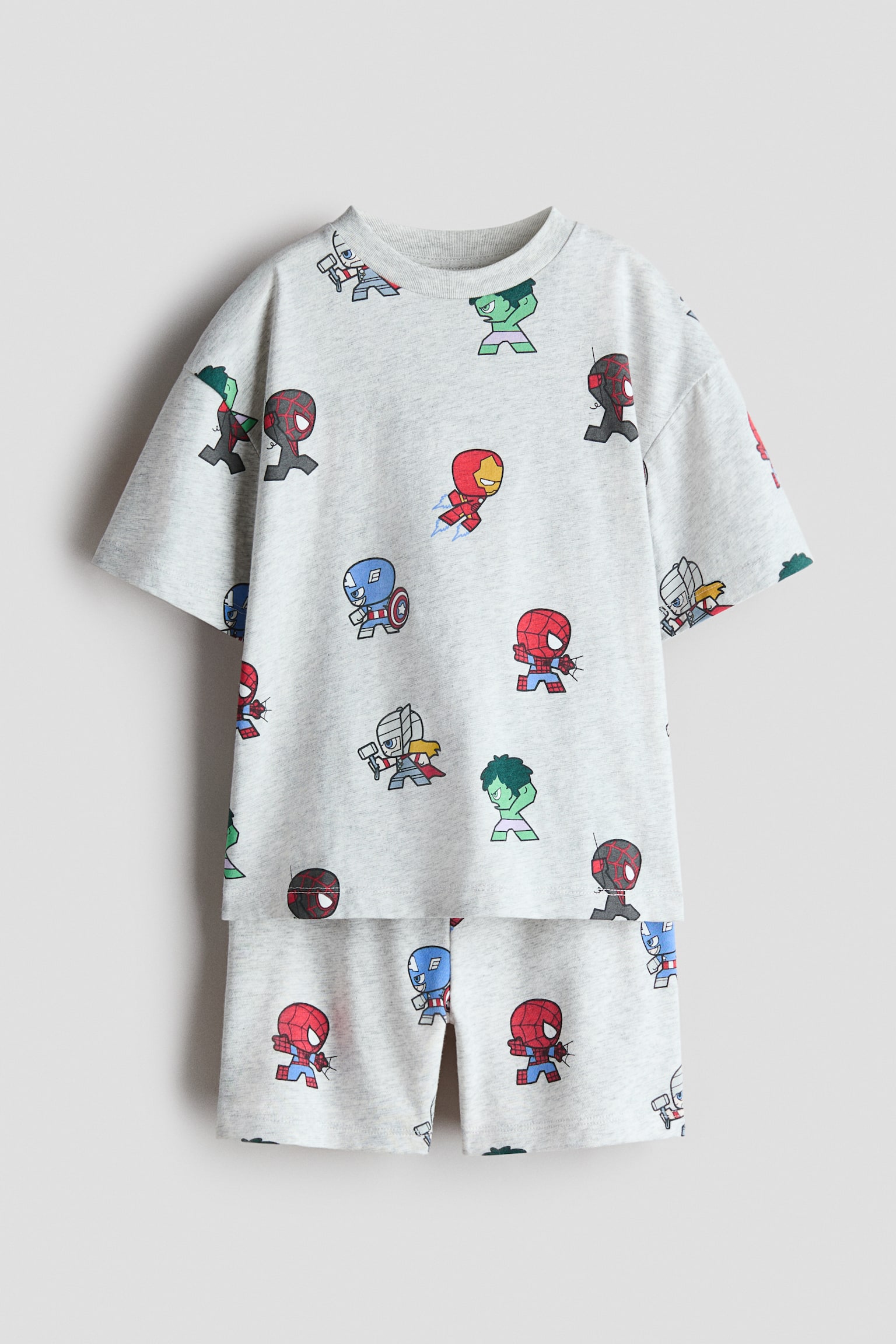 2-piece printed set - Light grey marl/Marvel comics/Dusty green/Minecraft/Red/Spider-Man/Ivory/Sonic the Hedgehog