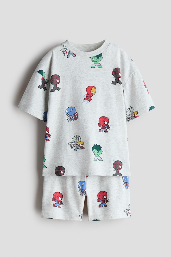 2-piece printed set - Light grey marl/Marvel comics/Ivory/Sonic the Hedgehog/Dusty green/Minecraft/White/Snoopy/Red/Spider-Man - 1