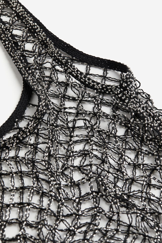 Beaded fishnet beach dress - Black/Silver-coloured - 4
