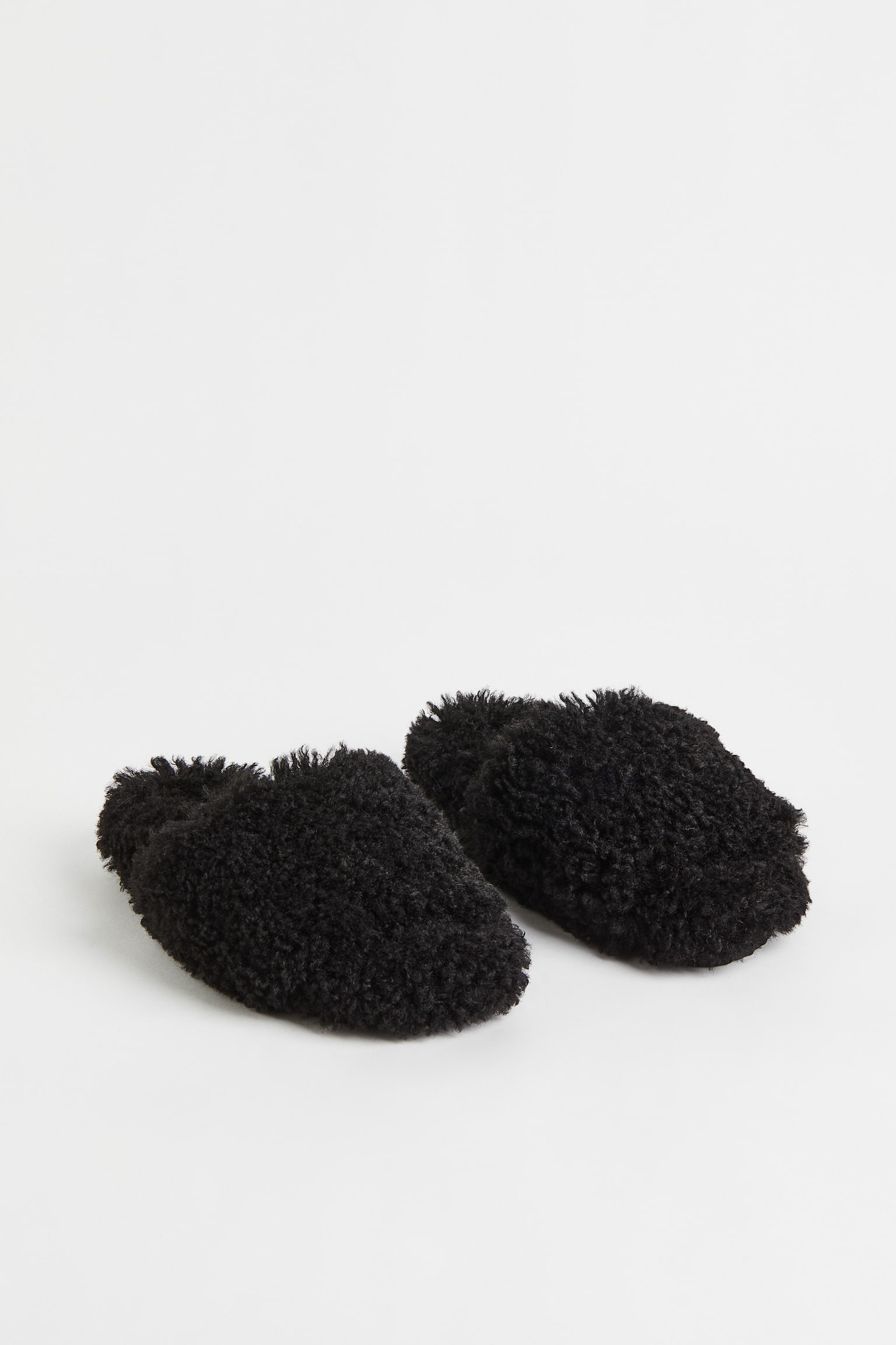 Faux fur slippers - Black - 2