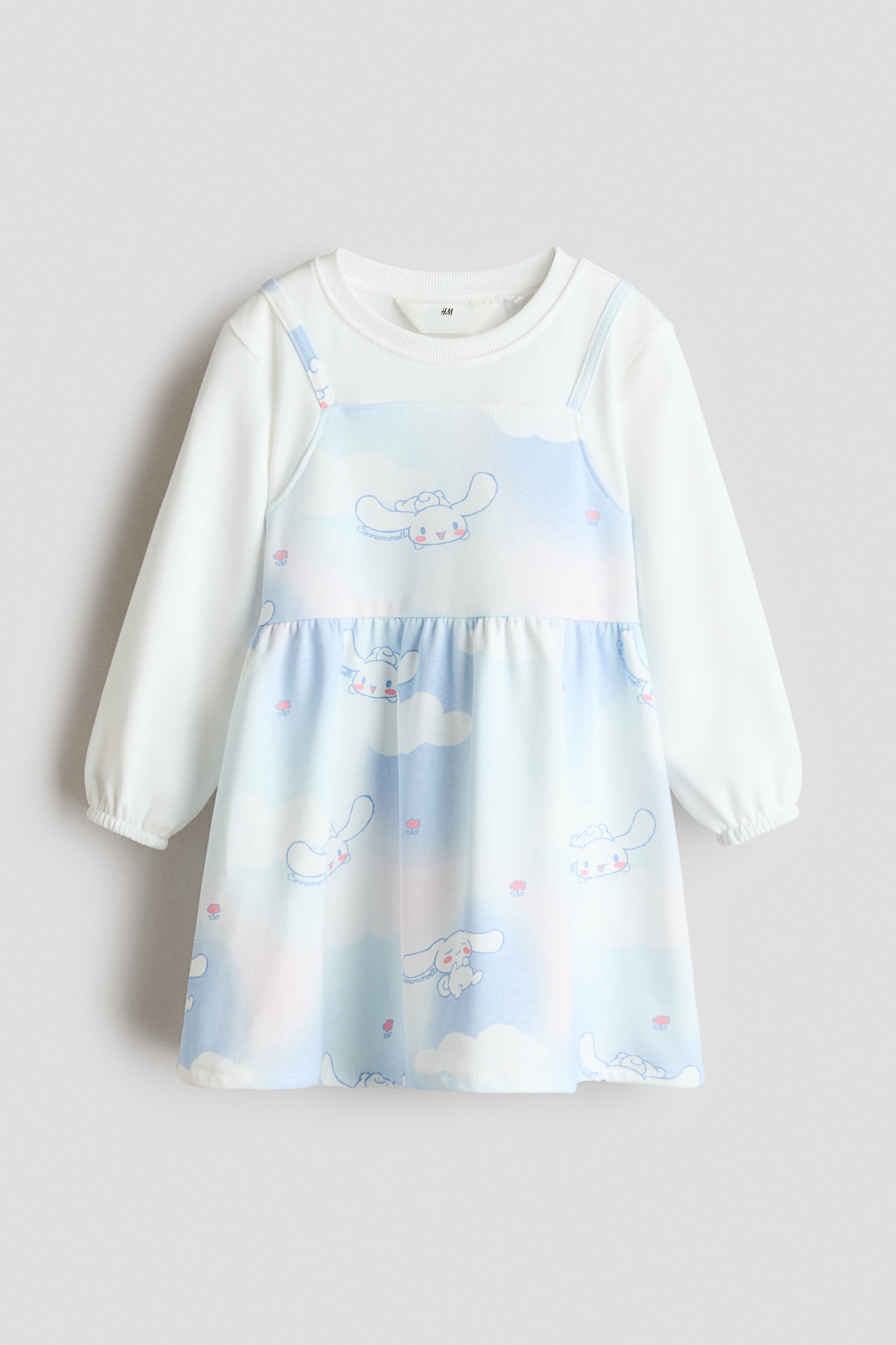 プリントレイヤードワンピース - クリーム／シナモロール/ネイビーブルー／ハローキティ