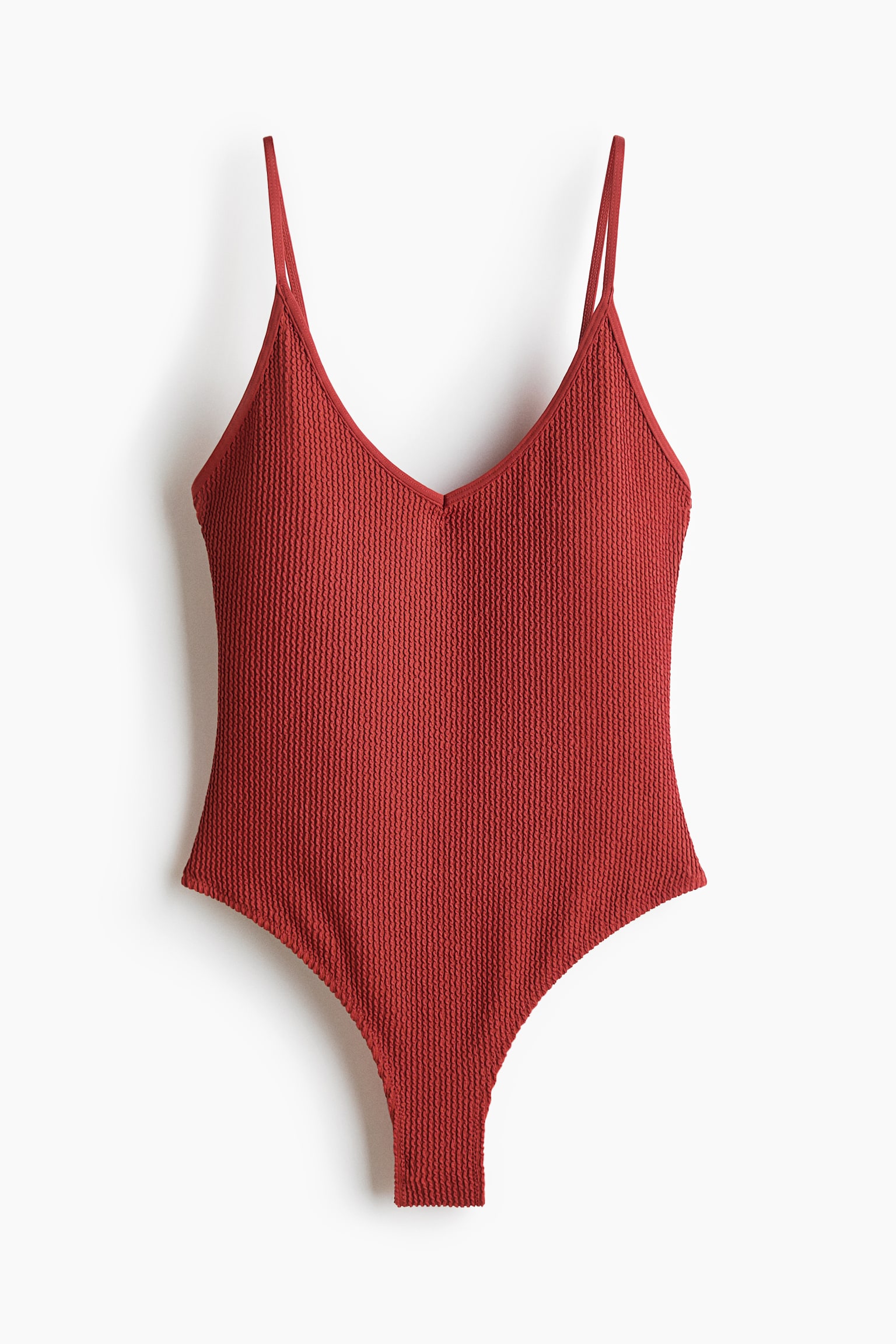Costume de bain coussiné échancré - Rouge rouille