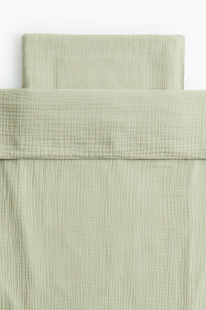 Muslin Crib Duvet Cover Set - Sage green/Light blue/Light beige/White/Light pink - 1