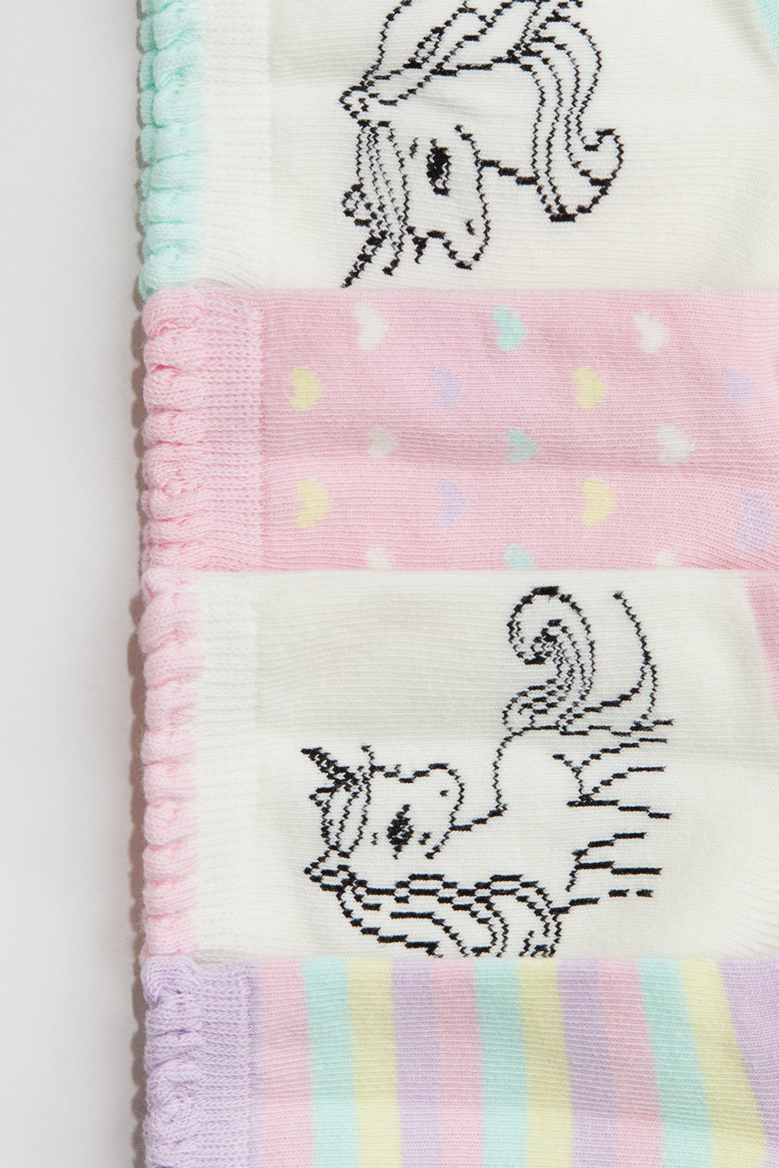 Ponožky 7 párů - Světle růžová/jednorožec/Růžová/jednorožci/Bílá/dny v týdnu/Bílá/medvídci/Světle růžová/světle zelená/Tmavomodrá/dny v týdnu/Růžová/červená/květinový vzor - 3