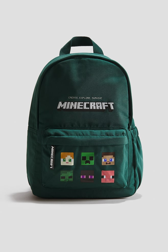 Motif Detaylı Sırt Çantası - Koyu yeşil/Minecraft/Koyu turkuaz/Pokémon - 1