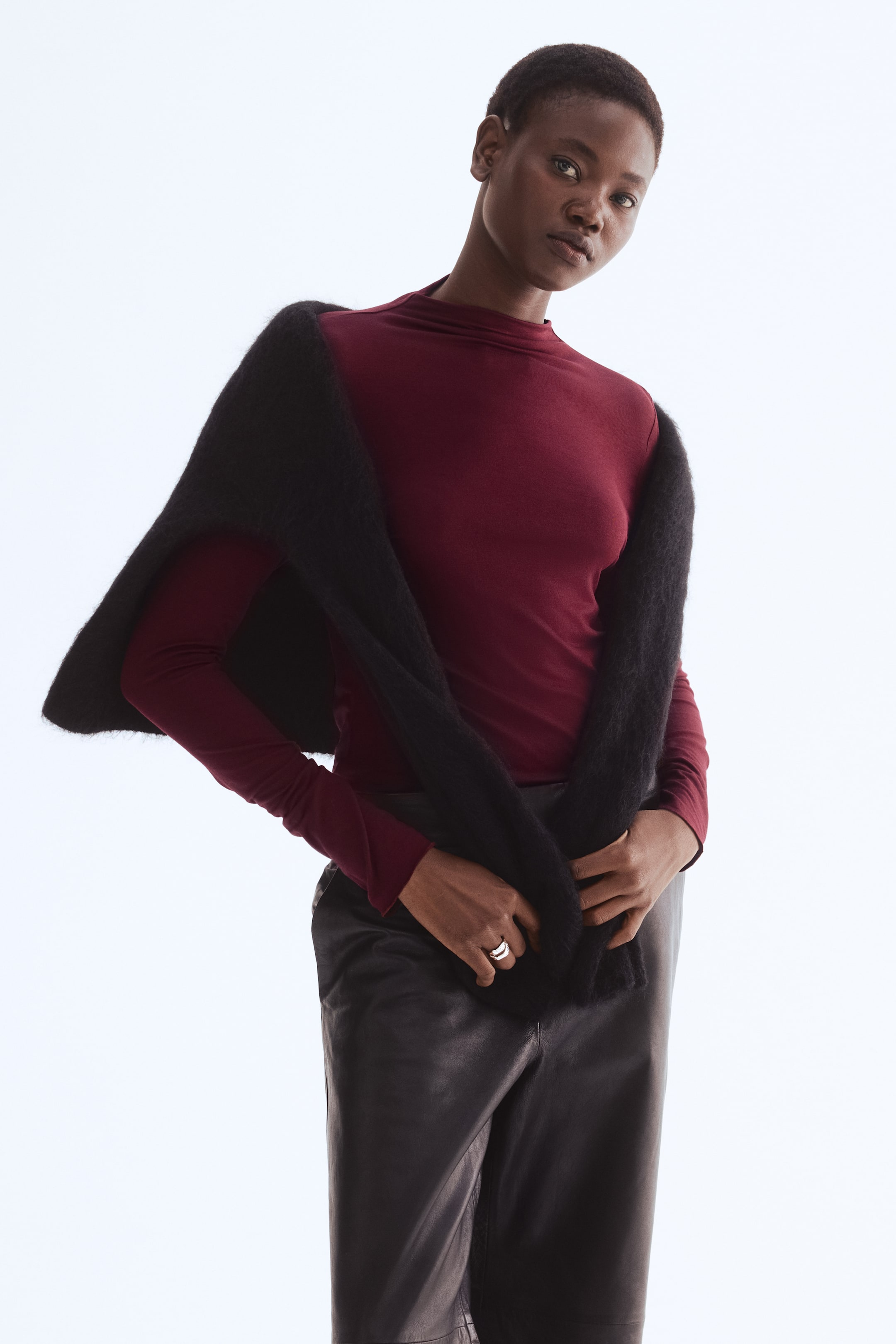 View larger image: Turtleneck top - Burgundy - Ladies | H&M SG 1