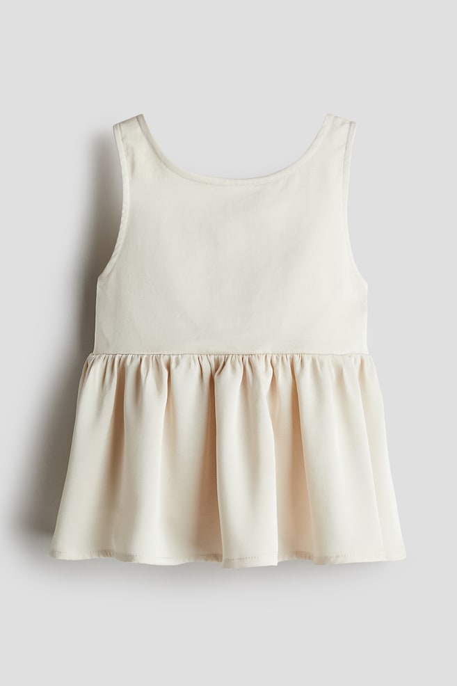 Satin Peplum Top - Light beige - 1